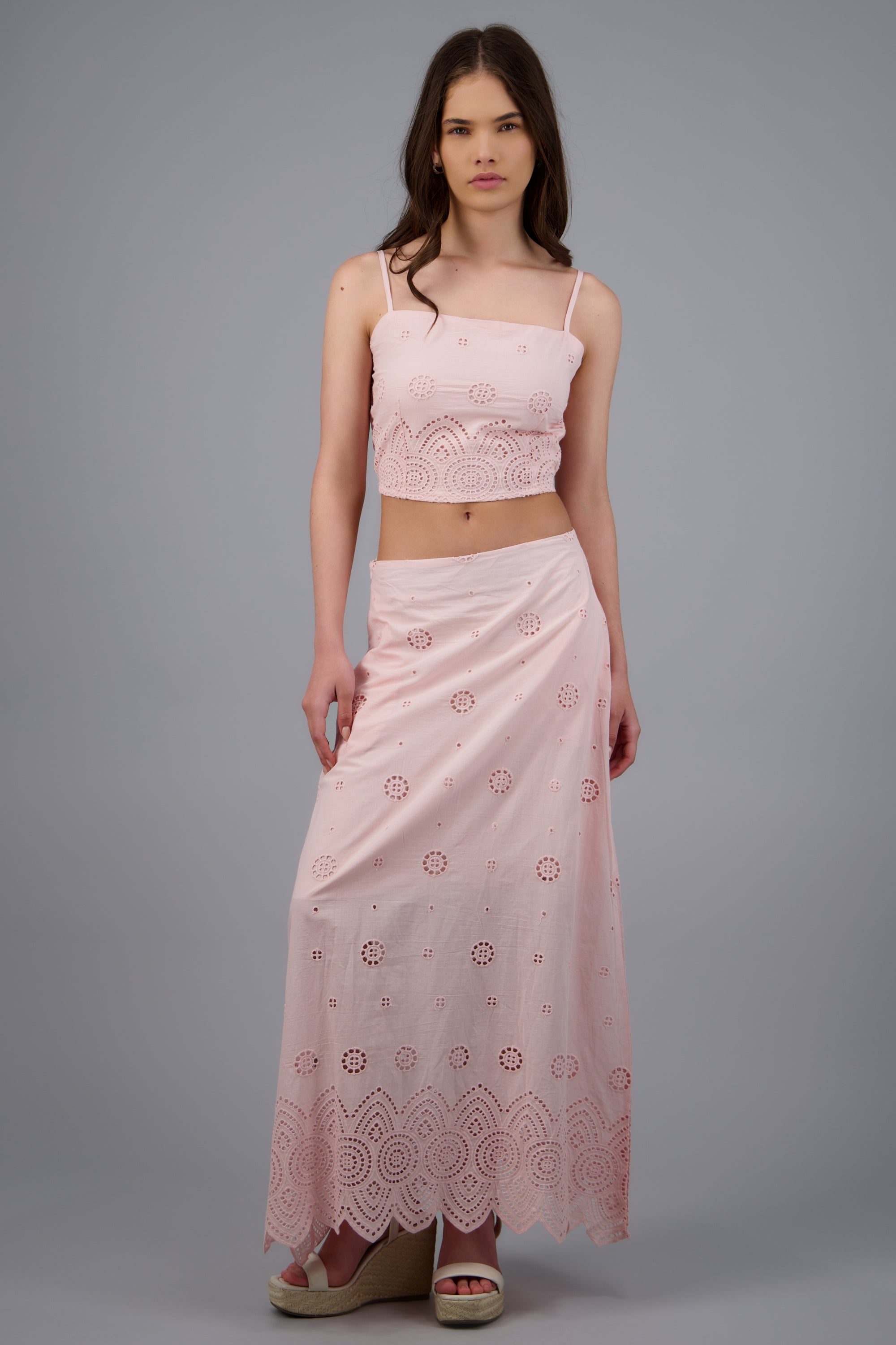 Falda maxi detalle eyelet ROSA
