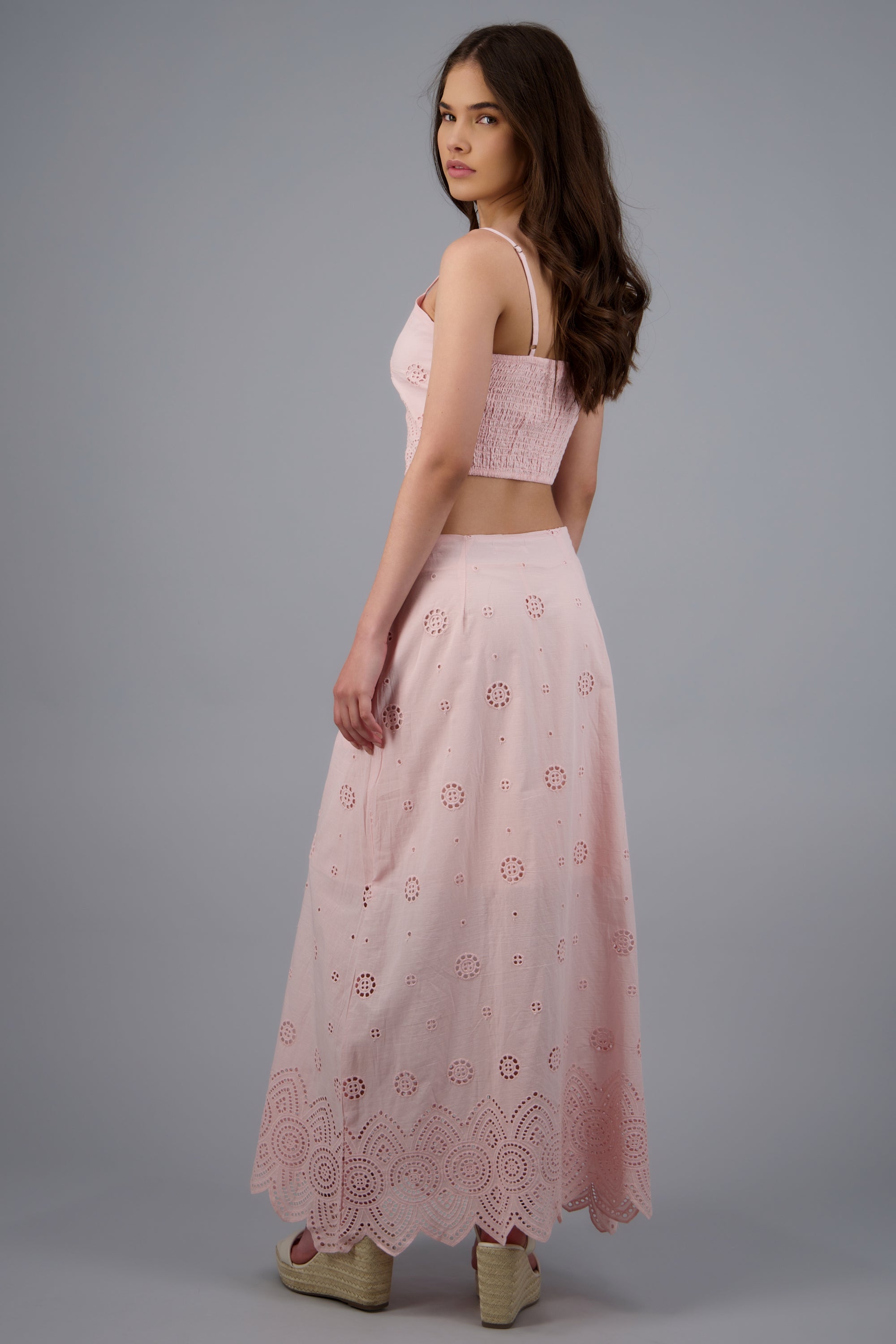 Falda maxi detalle eyelet ROSA