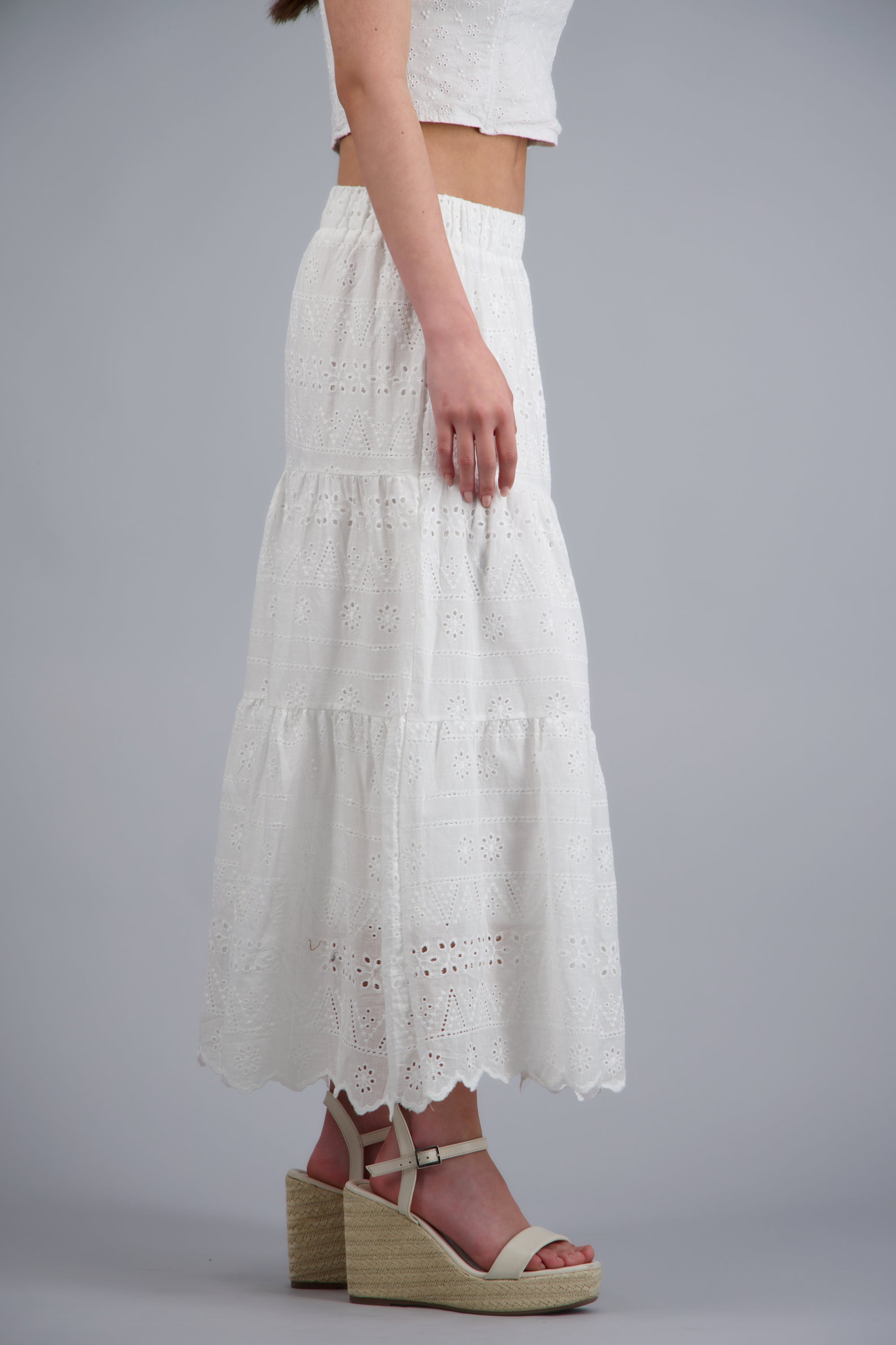 Falda maxi olanes det eyelet BLANCO