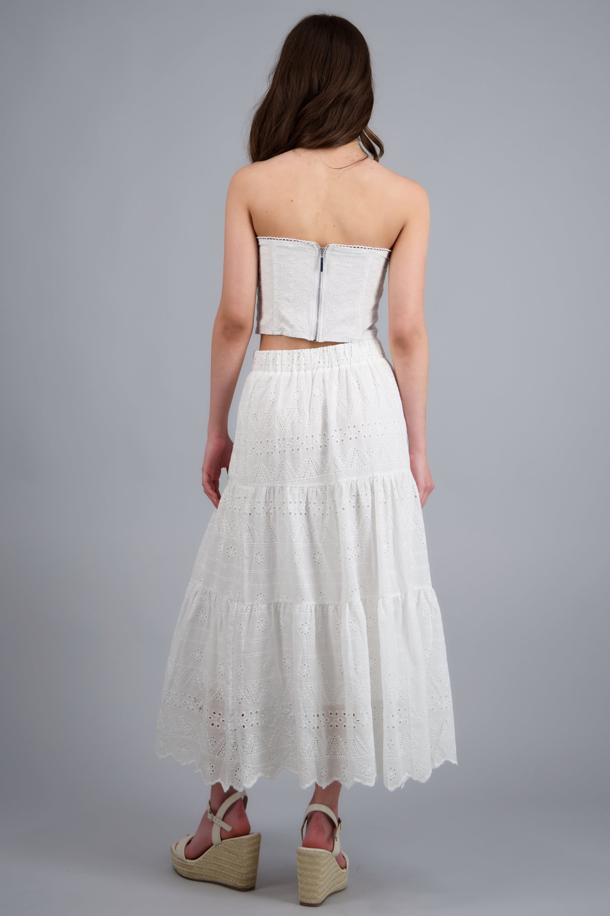 Falda maxi olanes det eyelet BLANCO