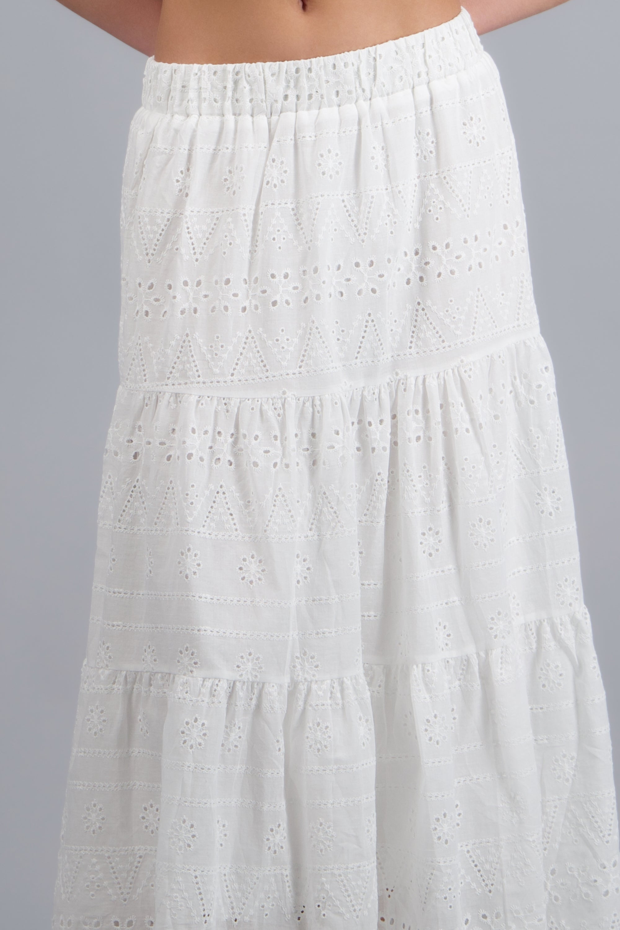 Falda maxi olanes det eyelet BLANCO