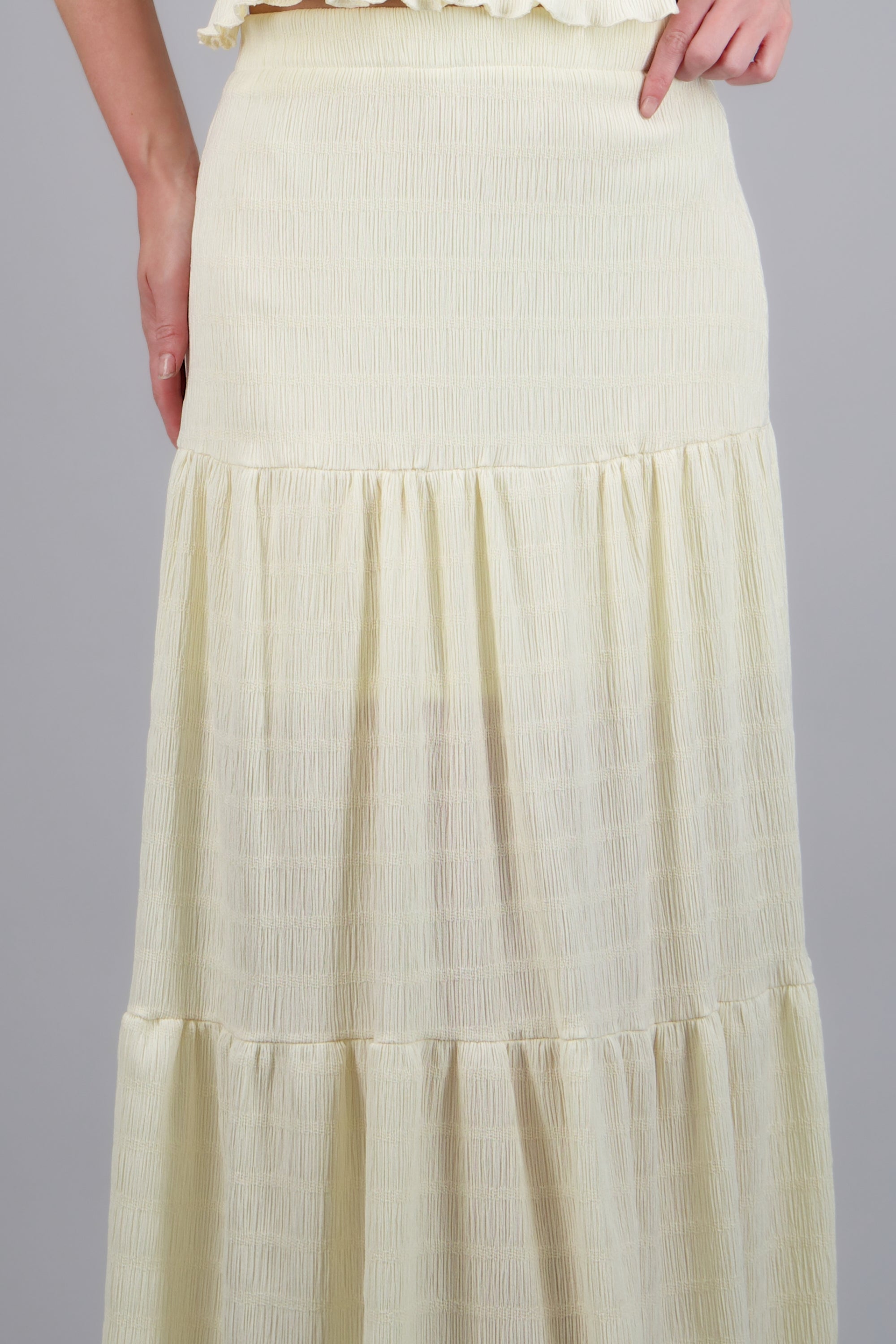 Falda maxi detalle olanes HUESO
