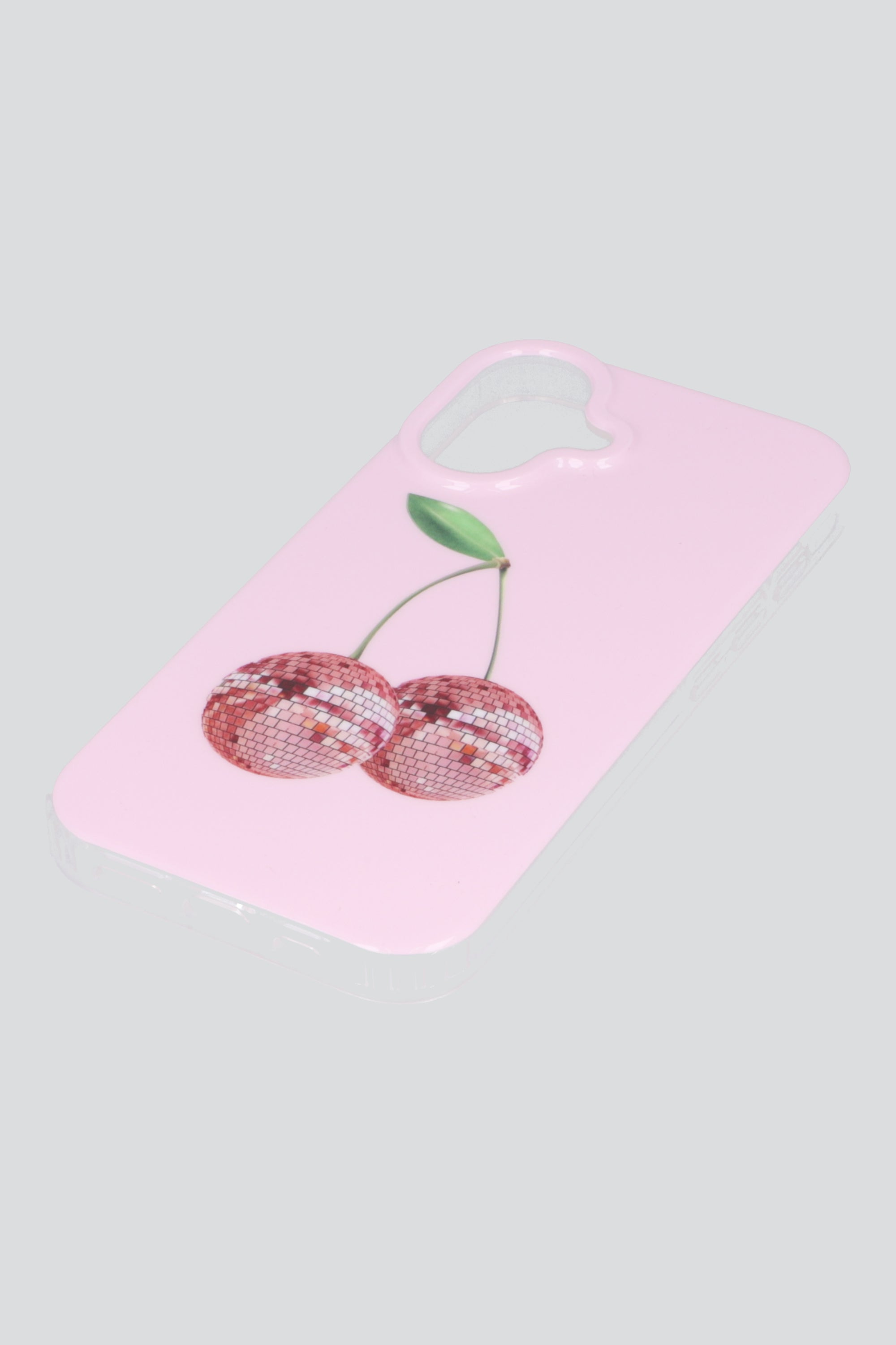 Funda iph 16 cerezas disco ROSA