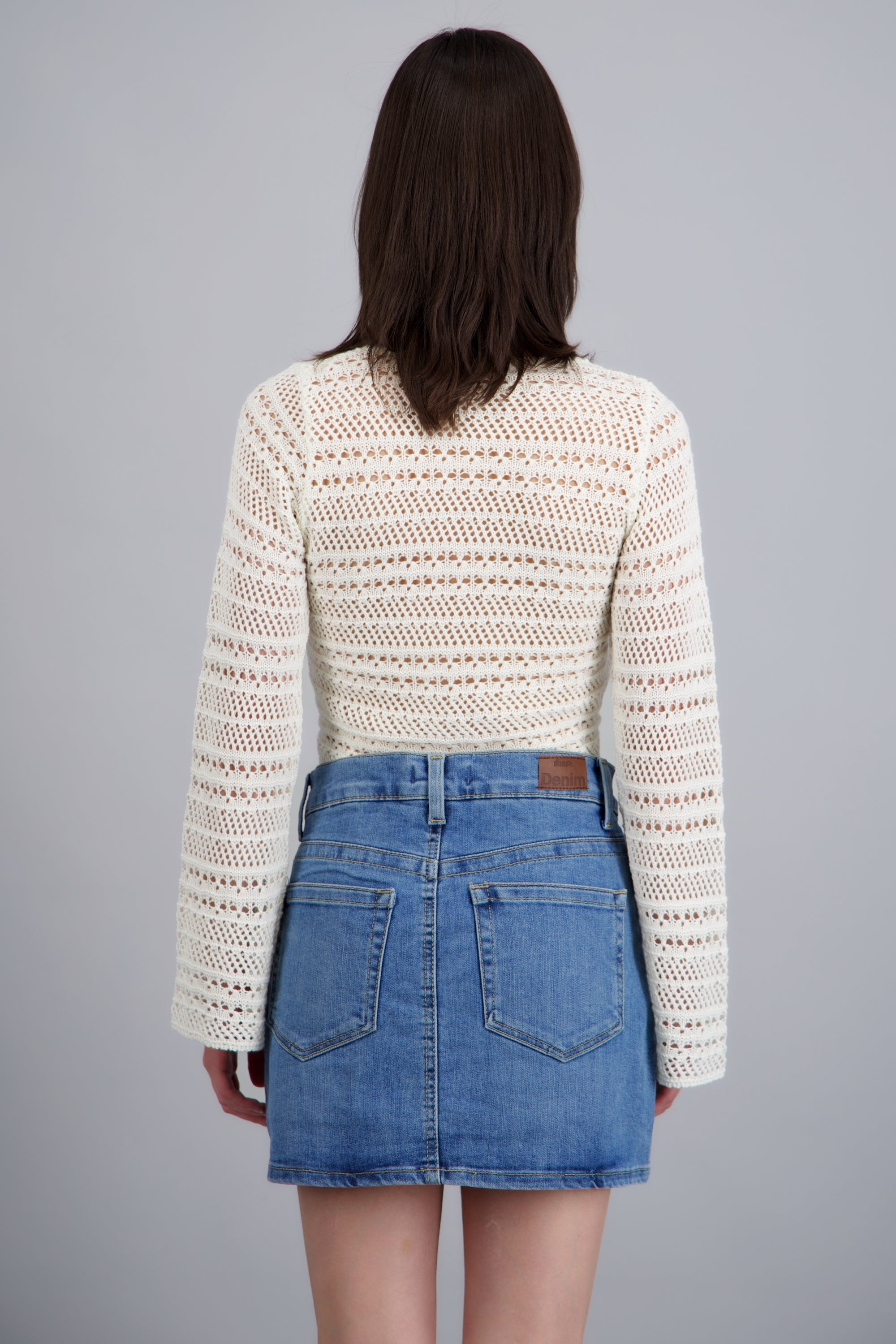 Cardigan calado detalle jareta HUESO