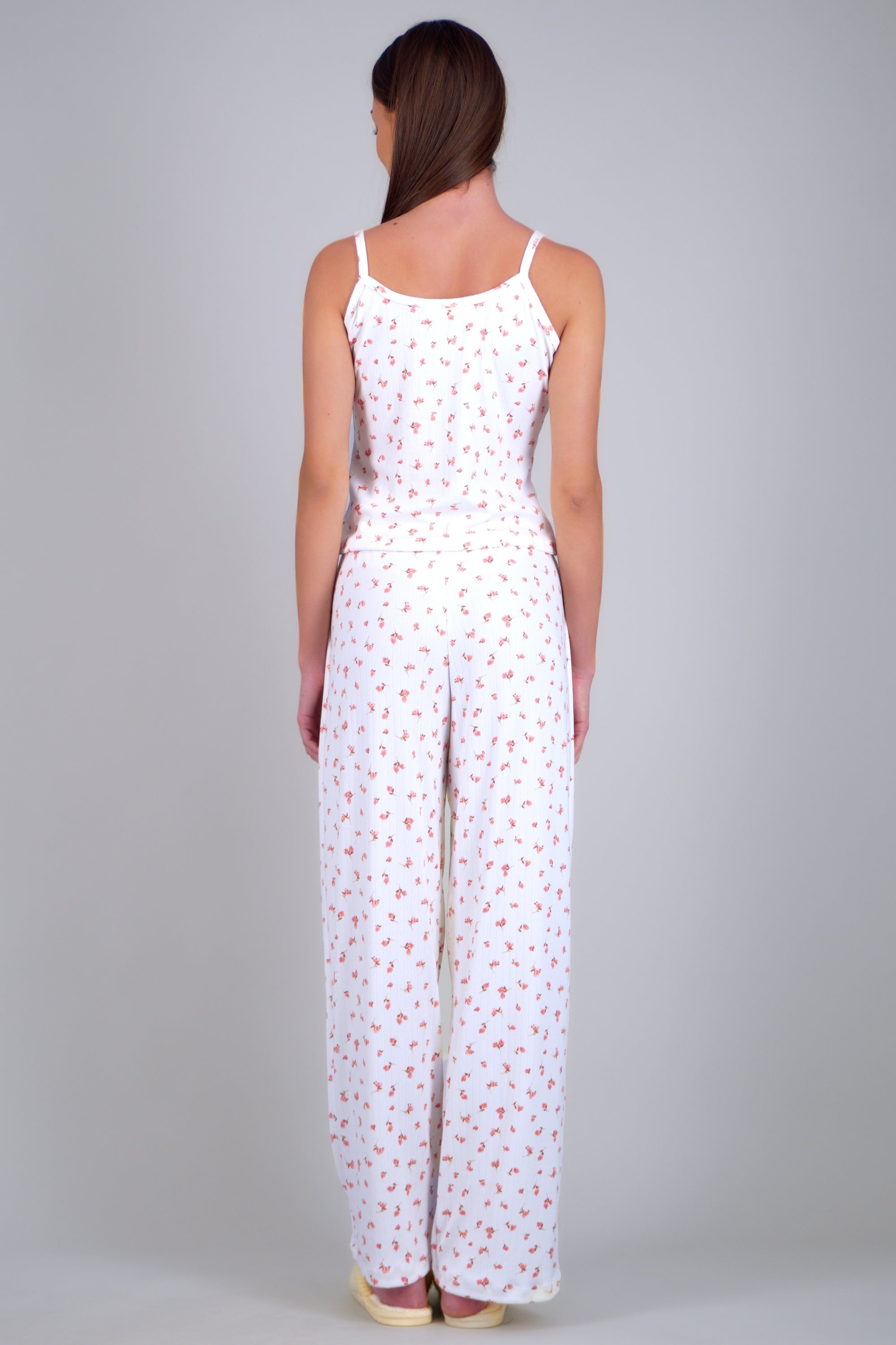 Pijama tank top y pantalón estampado flores ROSA COMBO