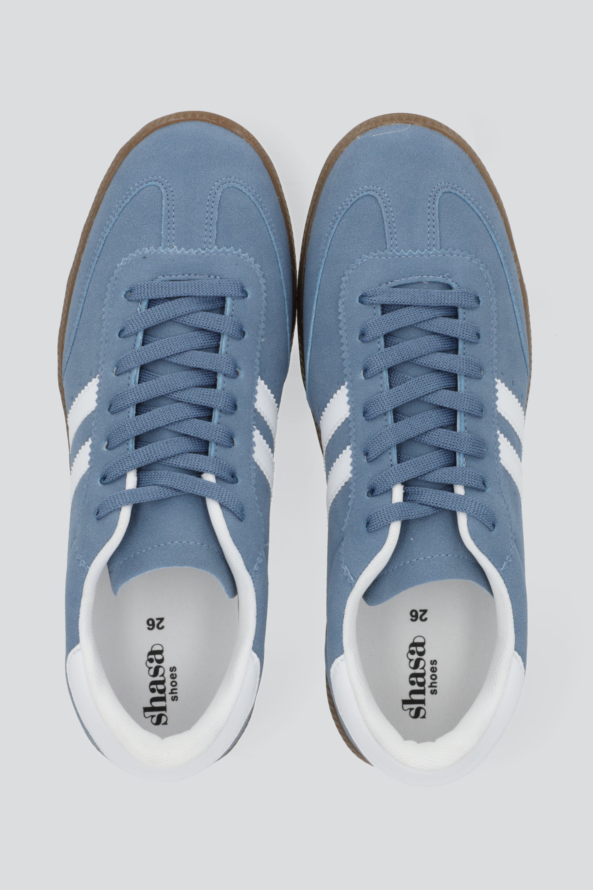 Tenis dos lineas durazno mundial AZUL CIELO