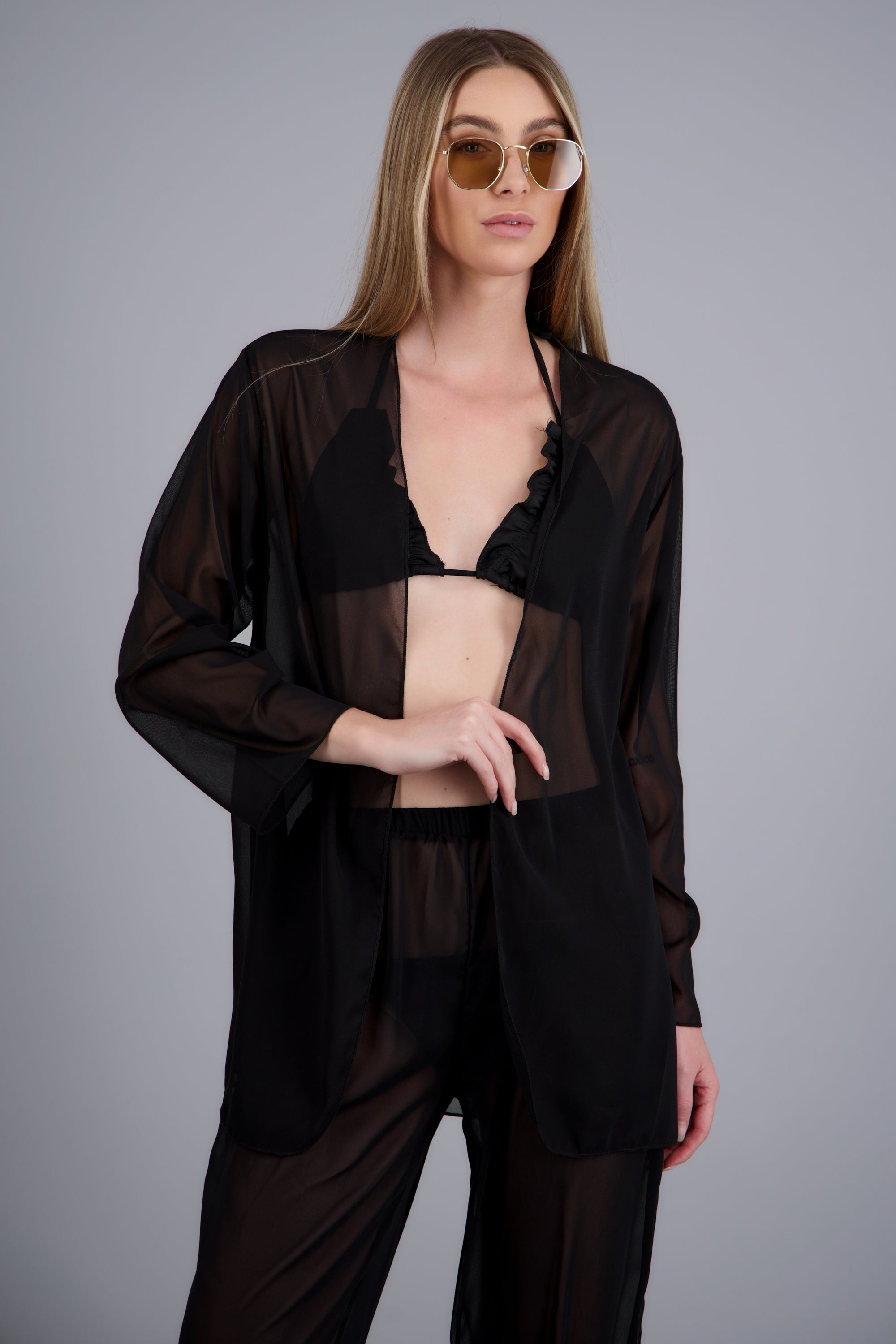 Salida de mesh manga 3/4 NEGRO