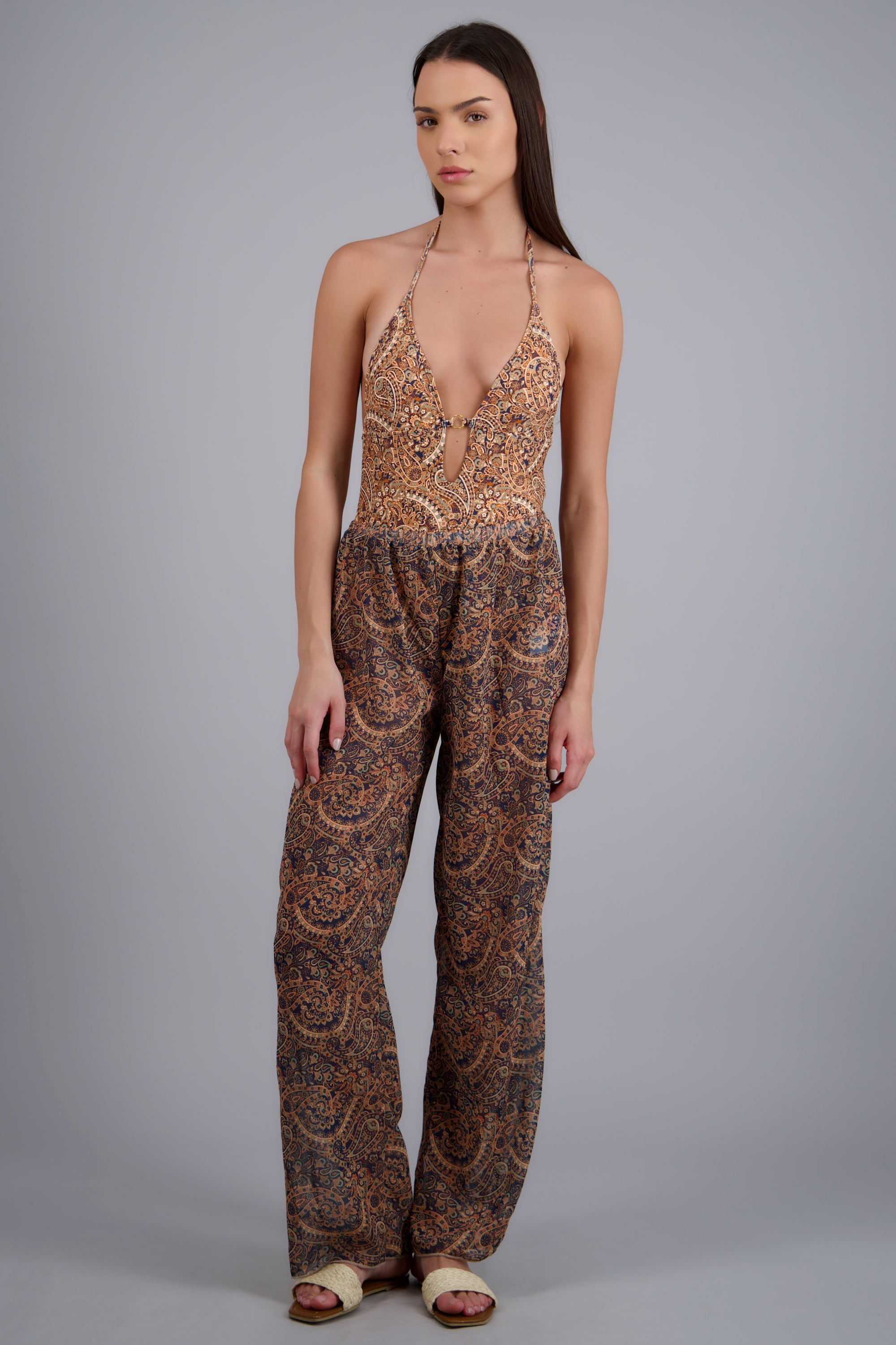 Traje de baño estampado con salida pantalon MULTICOLOR