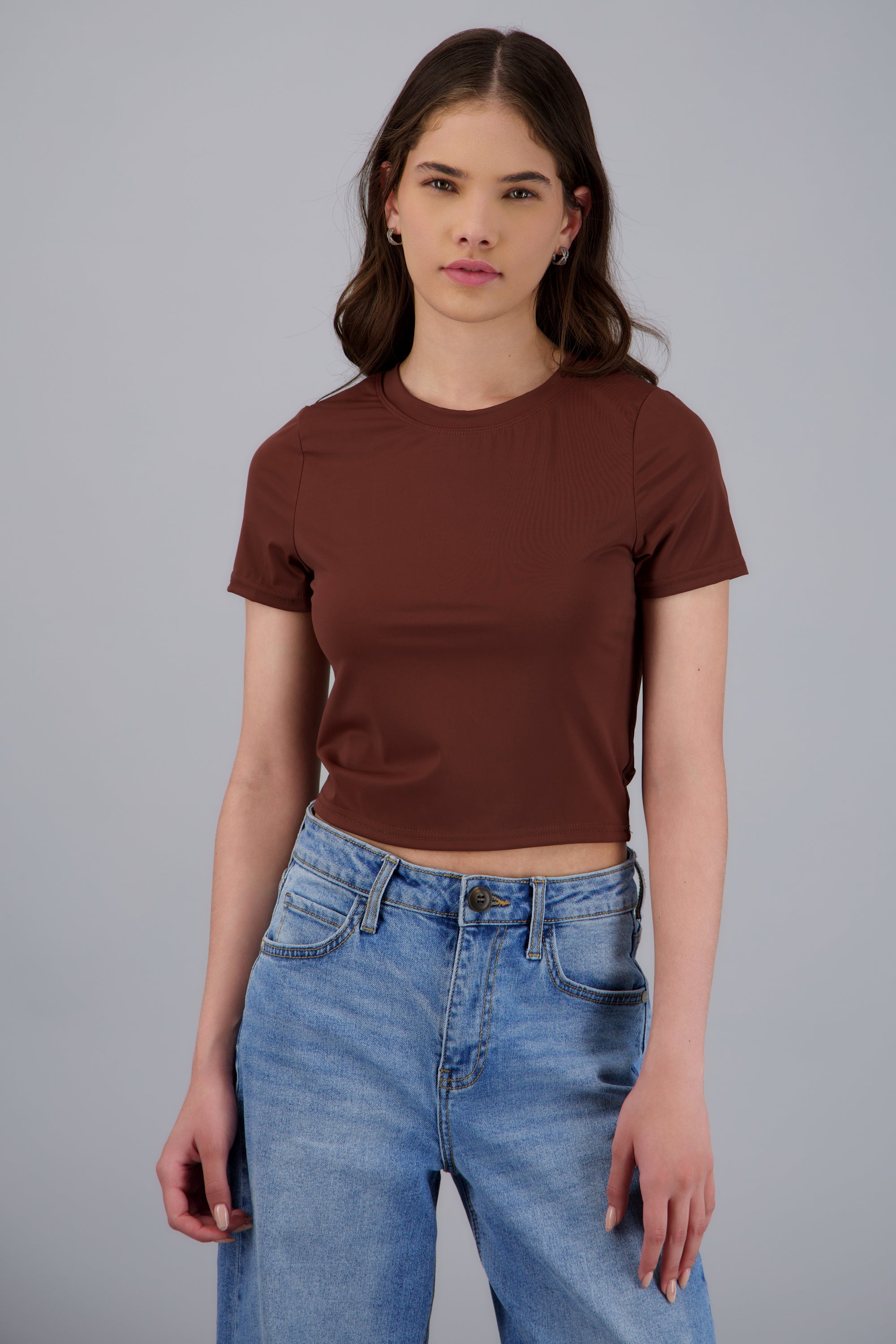 Playera basica manga corta CHOCOLATE