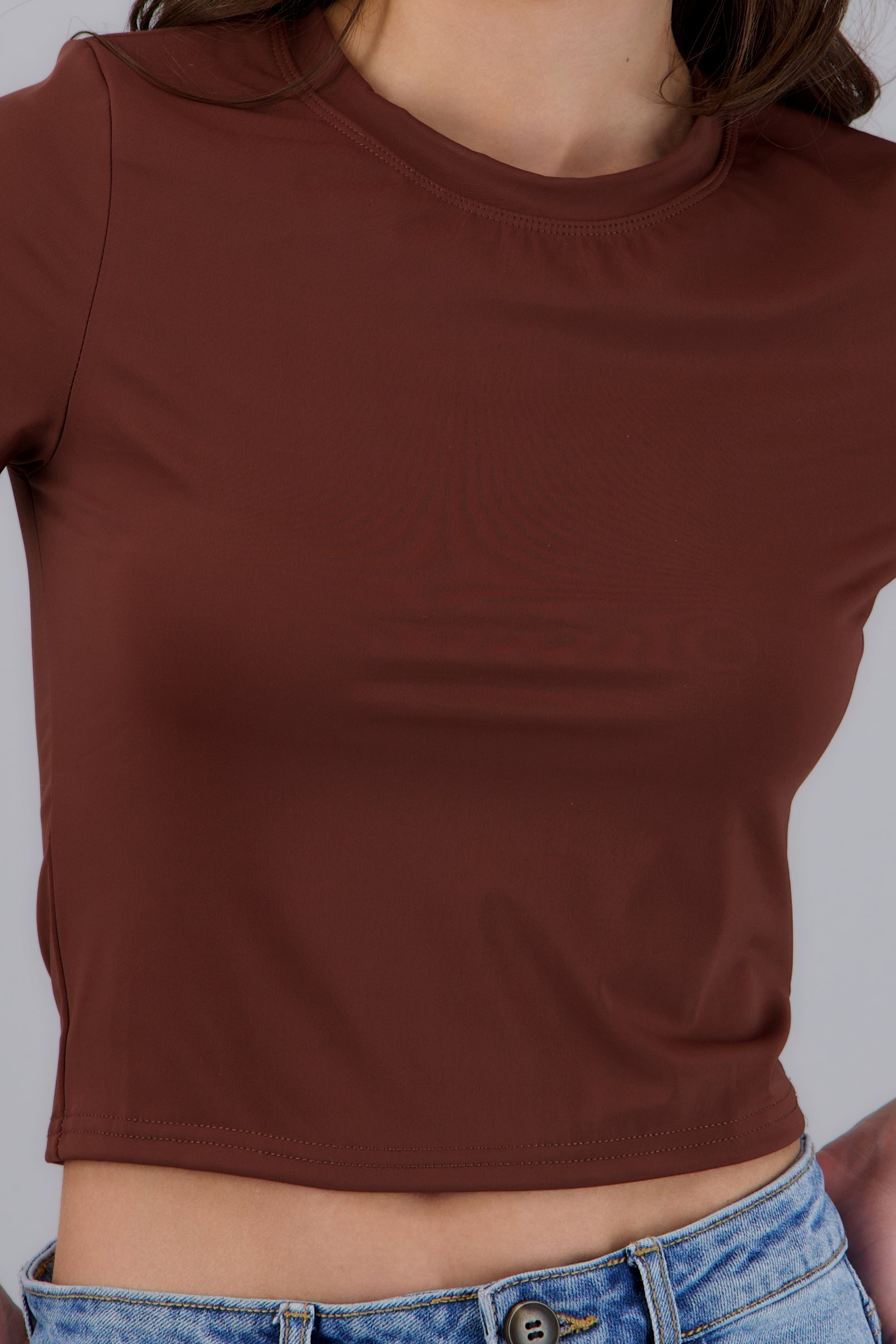Playera basica manga corta CHOCOLATE