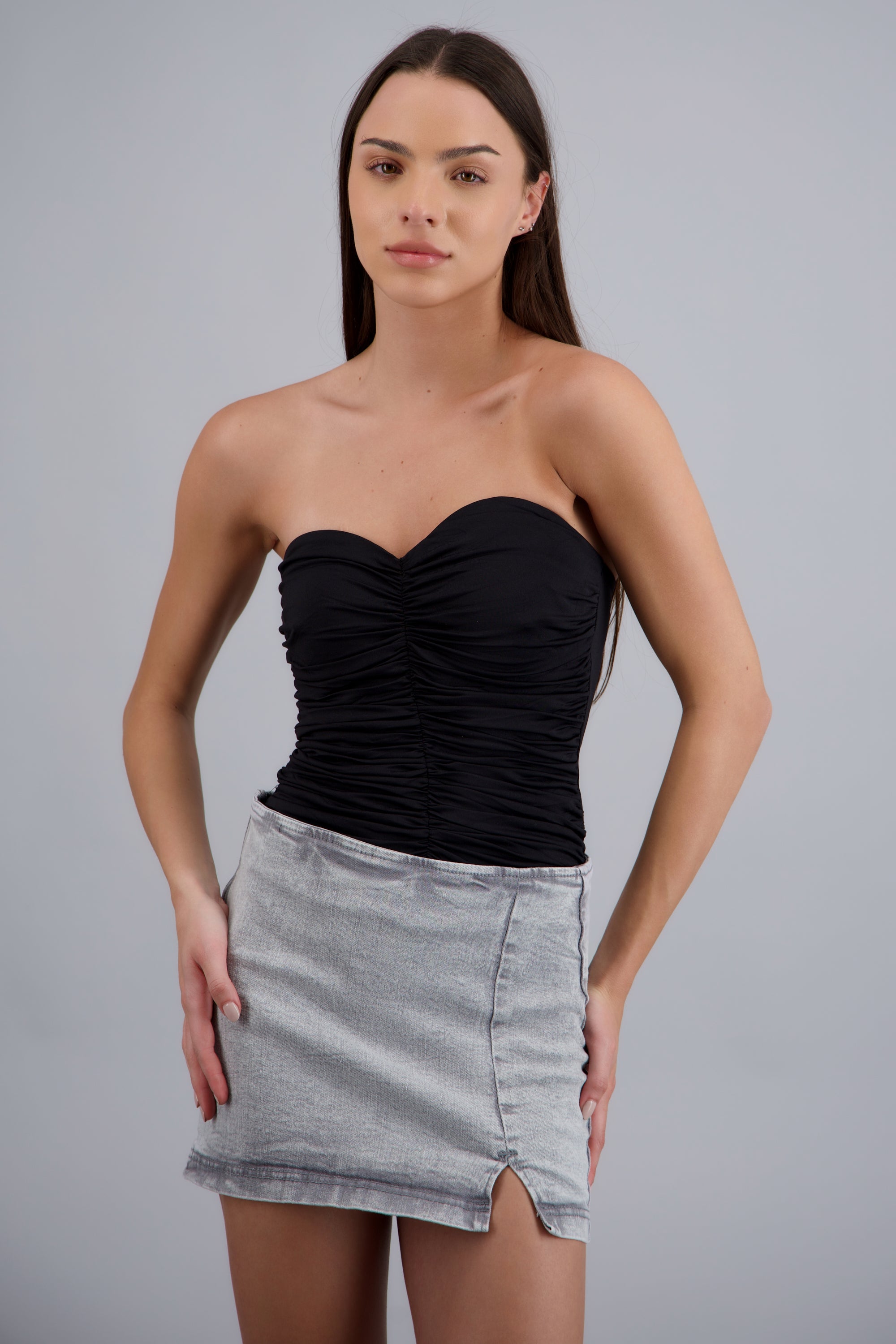 Body detalle drapeado NEGRO