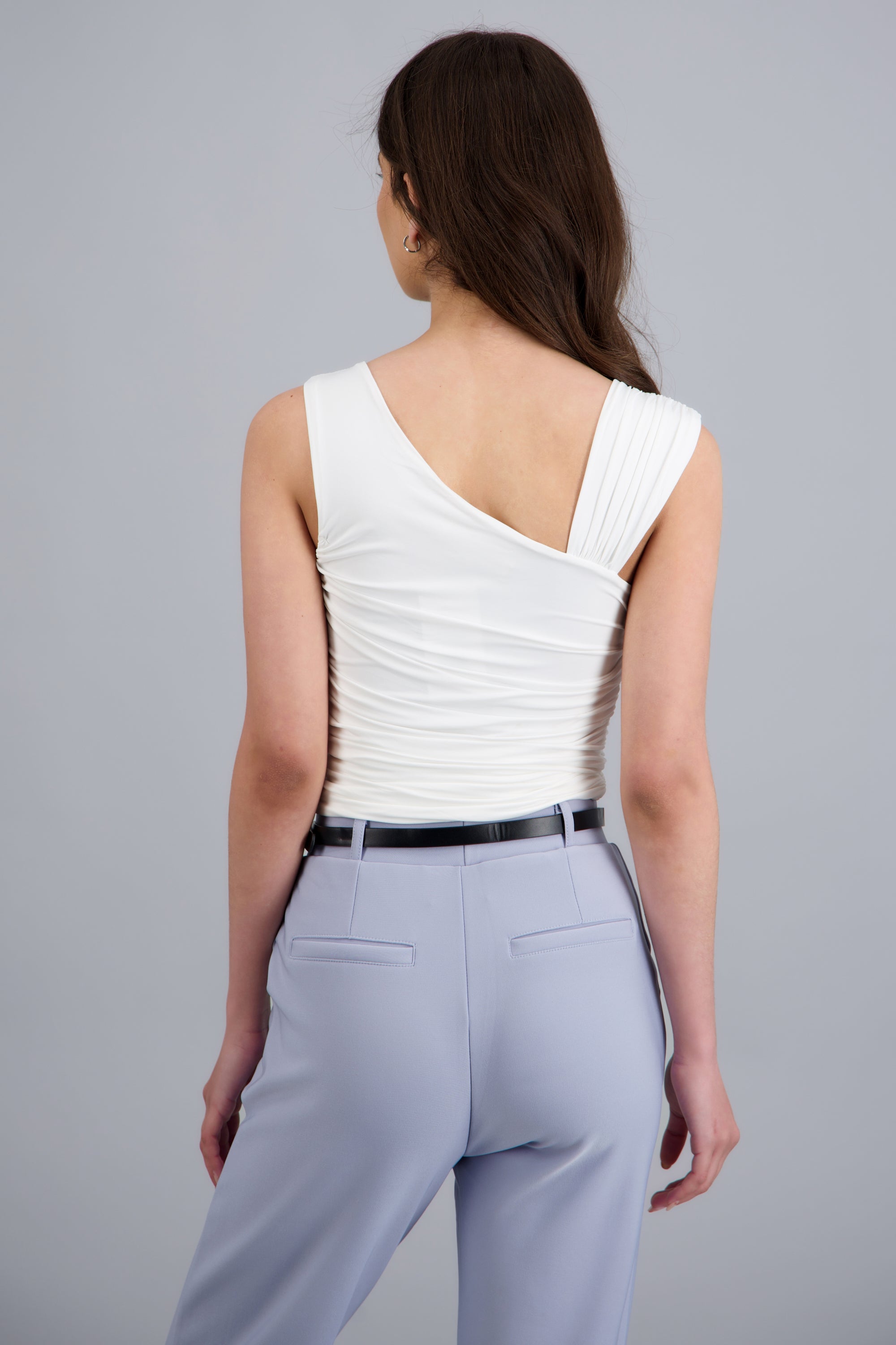 Top asimetrico drapeado BLANCO