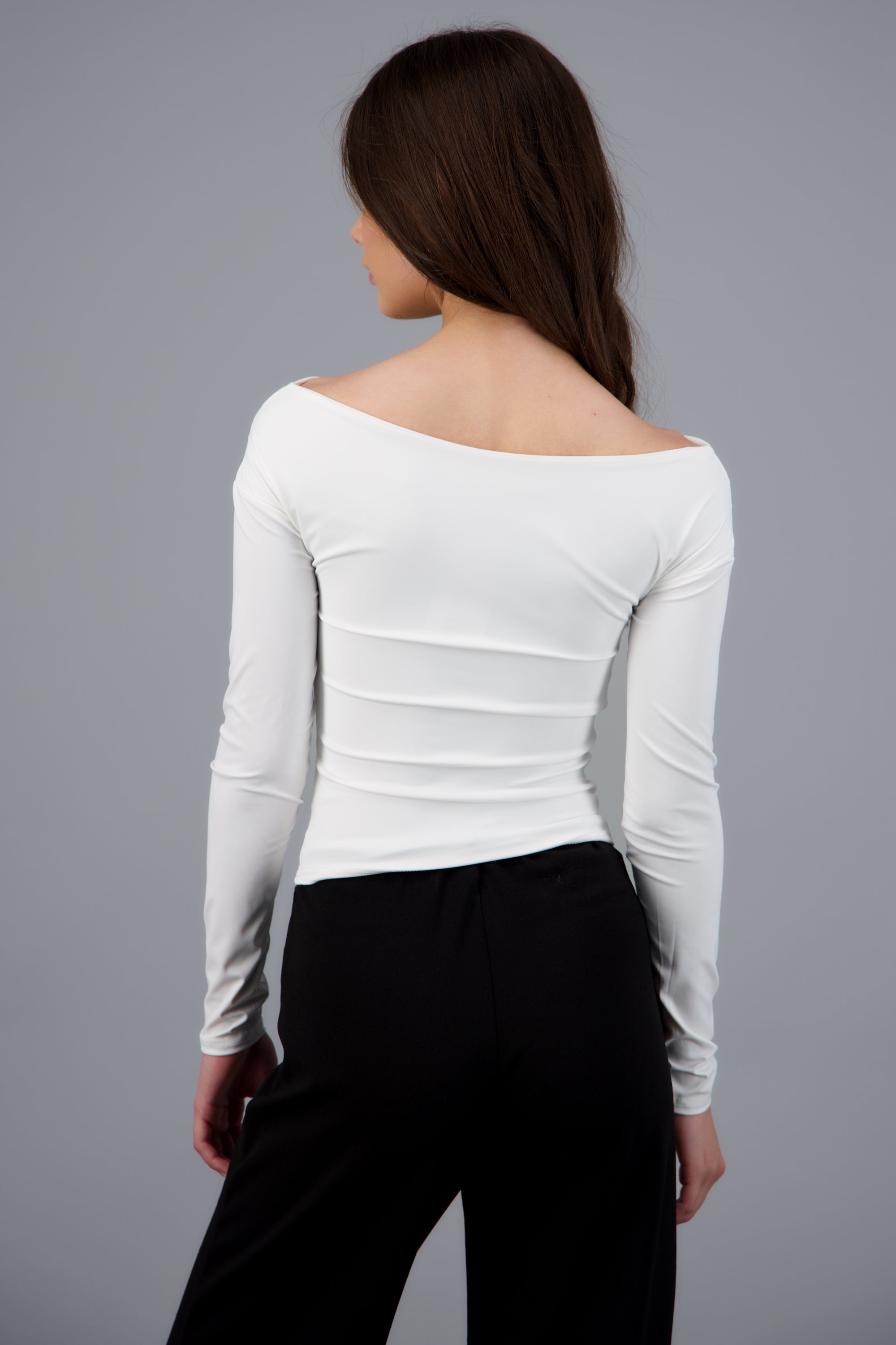 Top manga larga detalle drapeado BLANCO