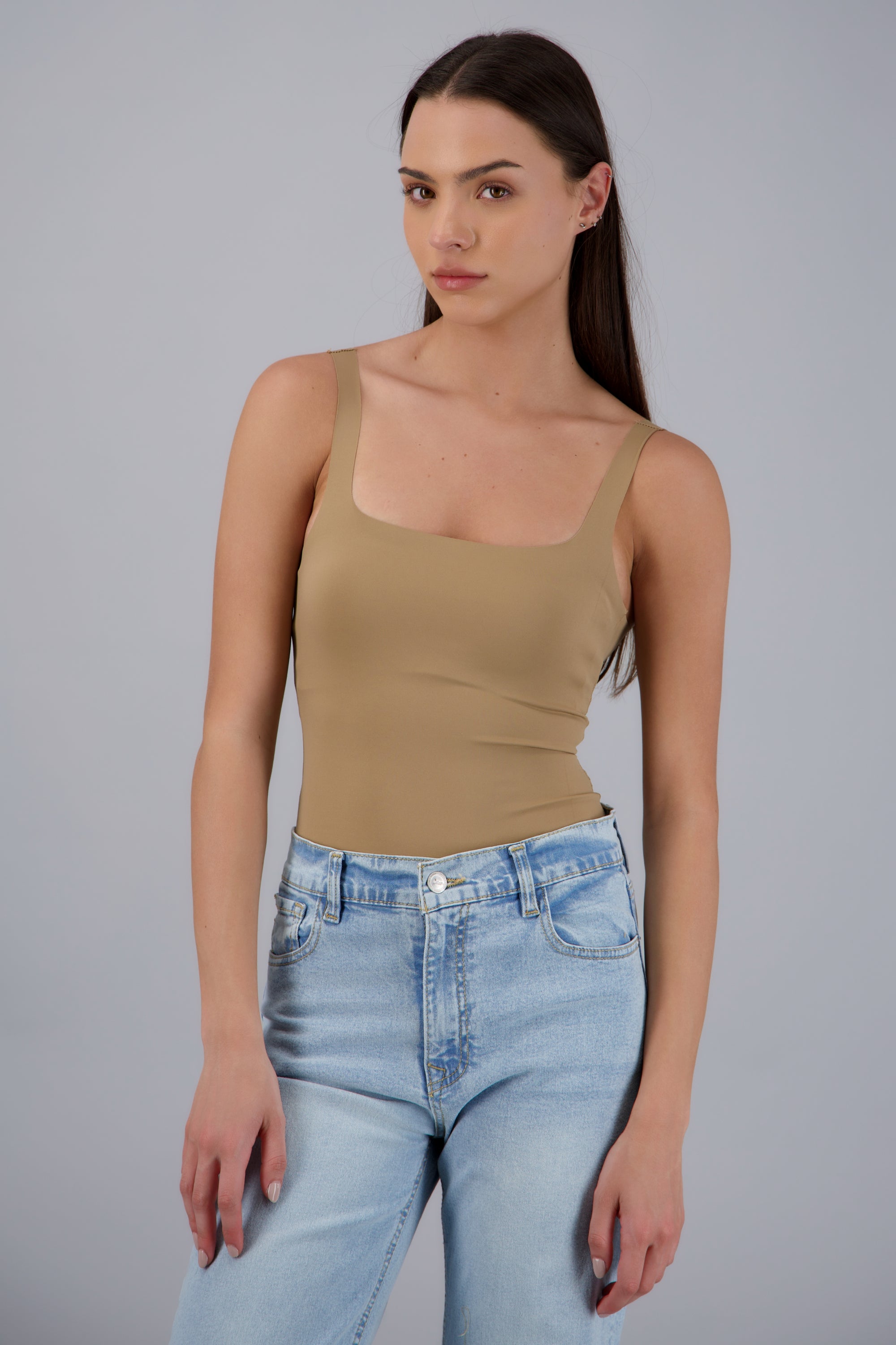 Bodysuit liso de tirantes TAUPE