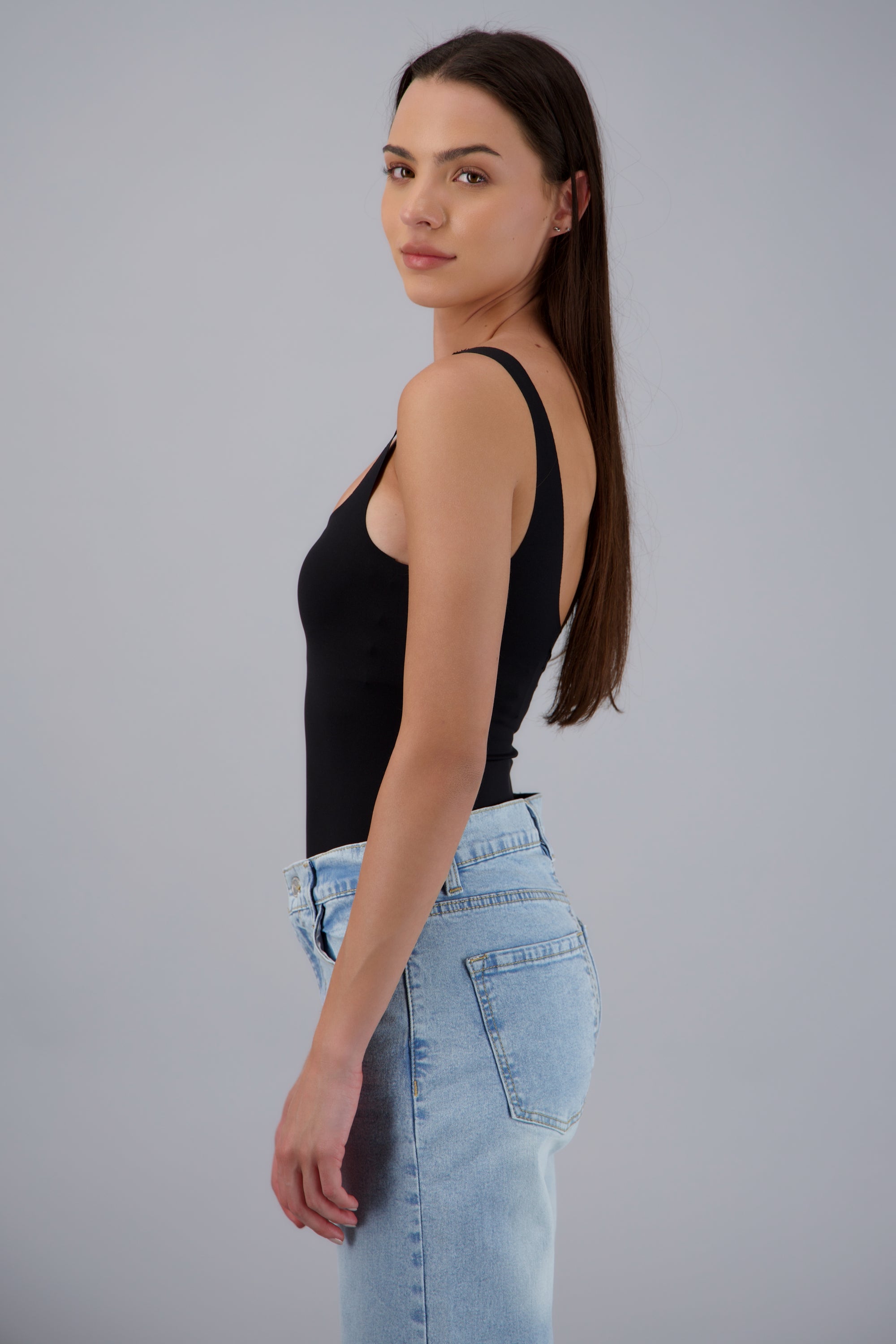 Bodysuit liso de tirantes NEGRO