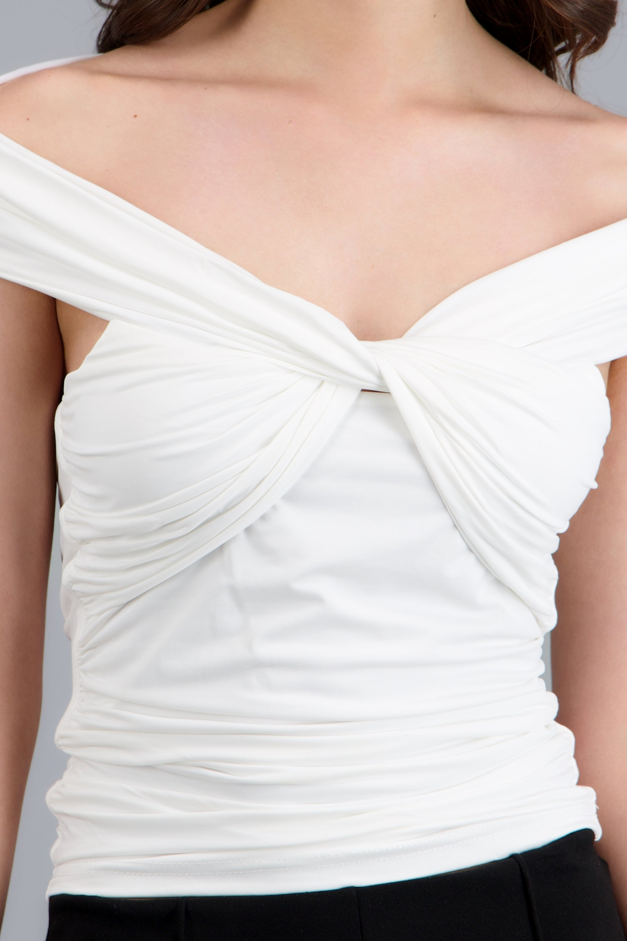 Top drapeado con escote cruzado BLANCO