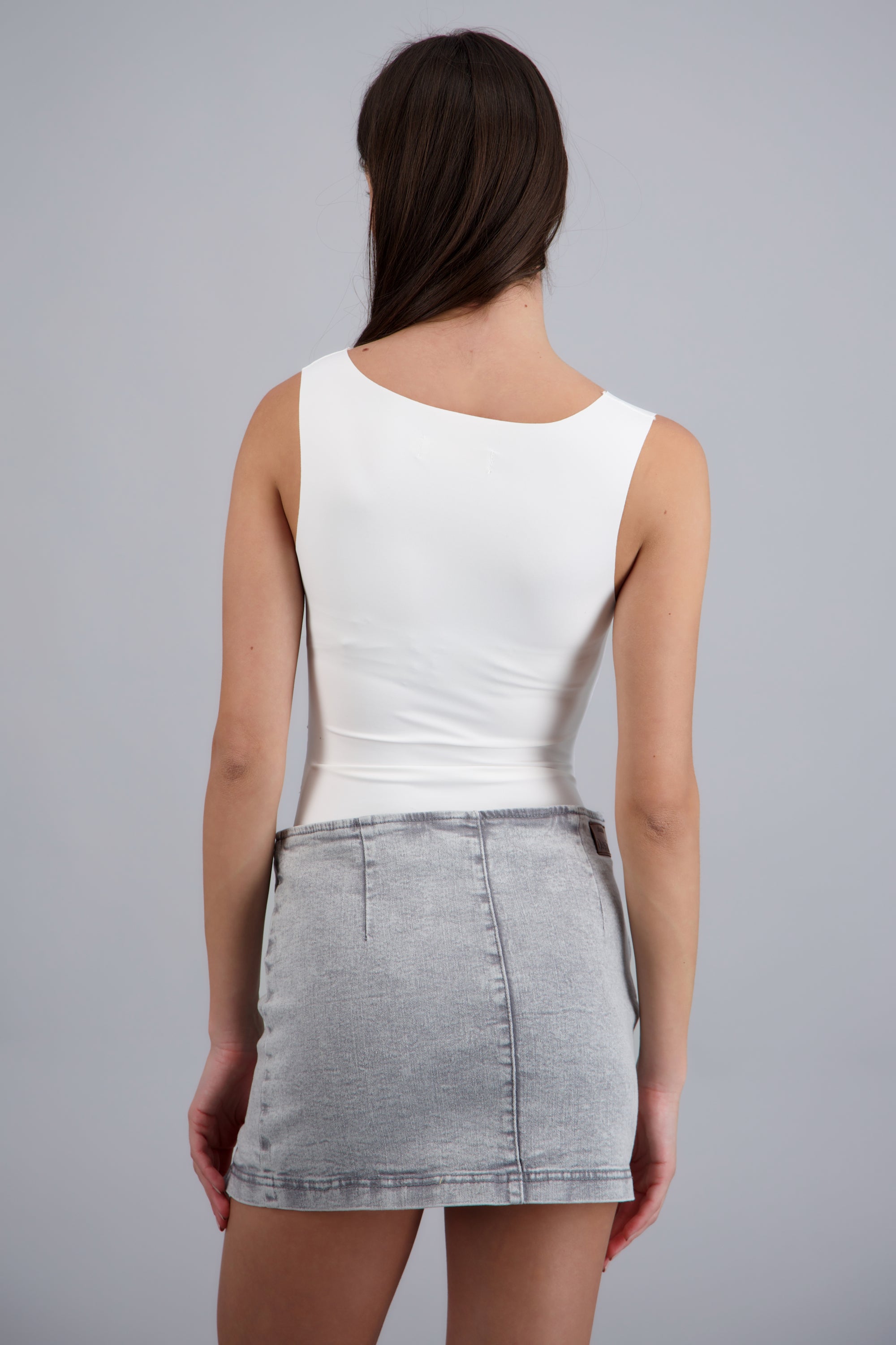 Bodysuit sin mangas drapeado BLANCO