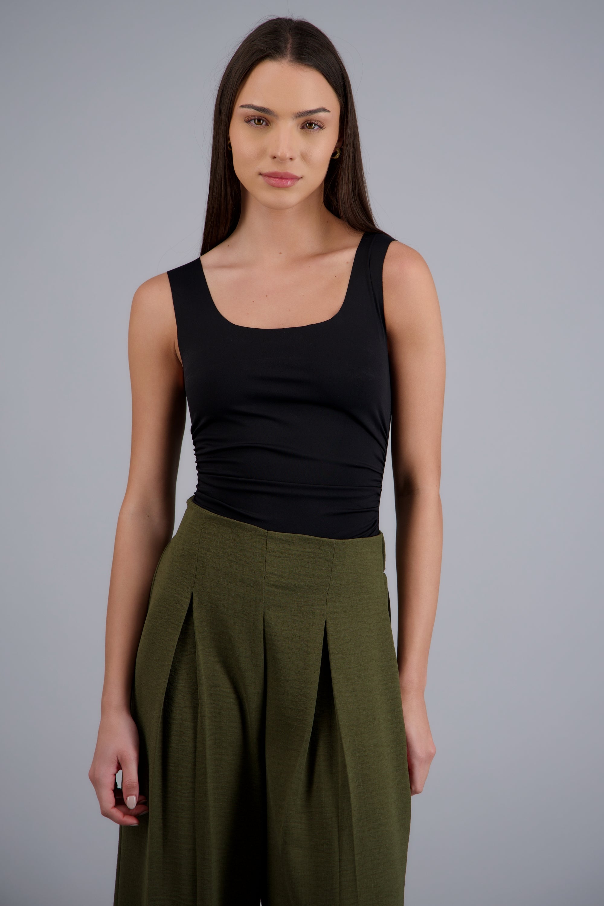 Bodysuit sin mangas drapeado NEGRO