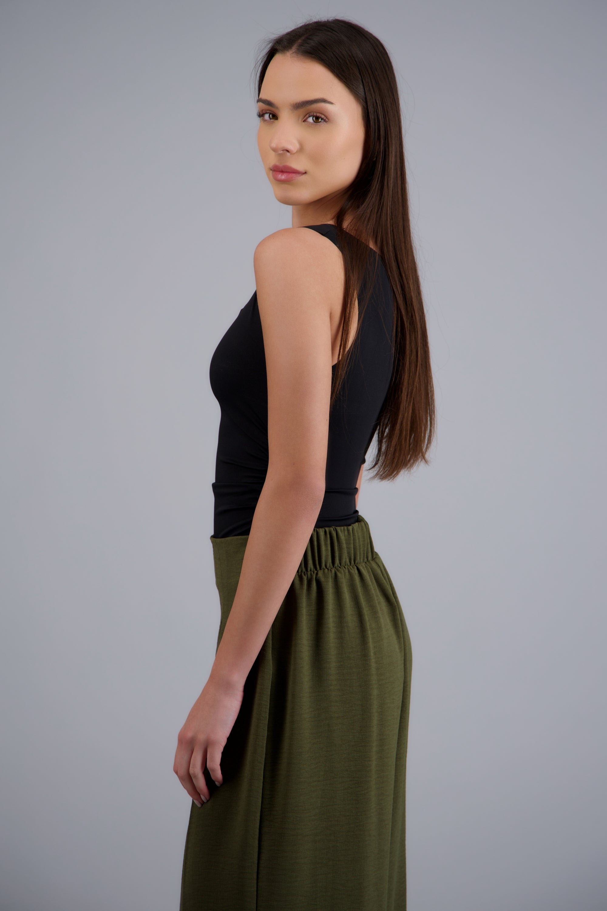 Bodysuit sin mangas drapeado NEGRO