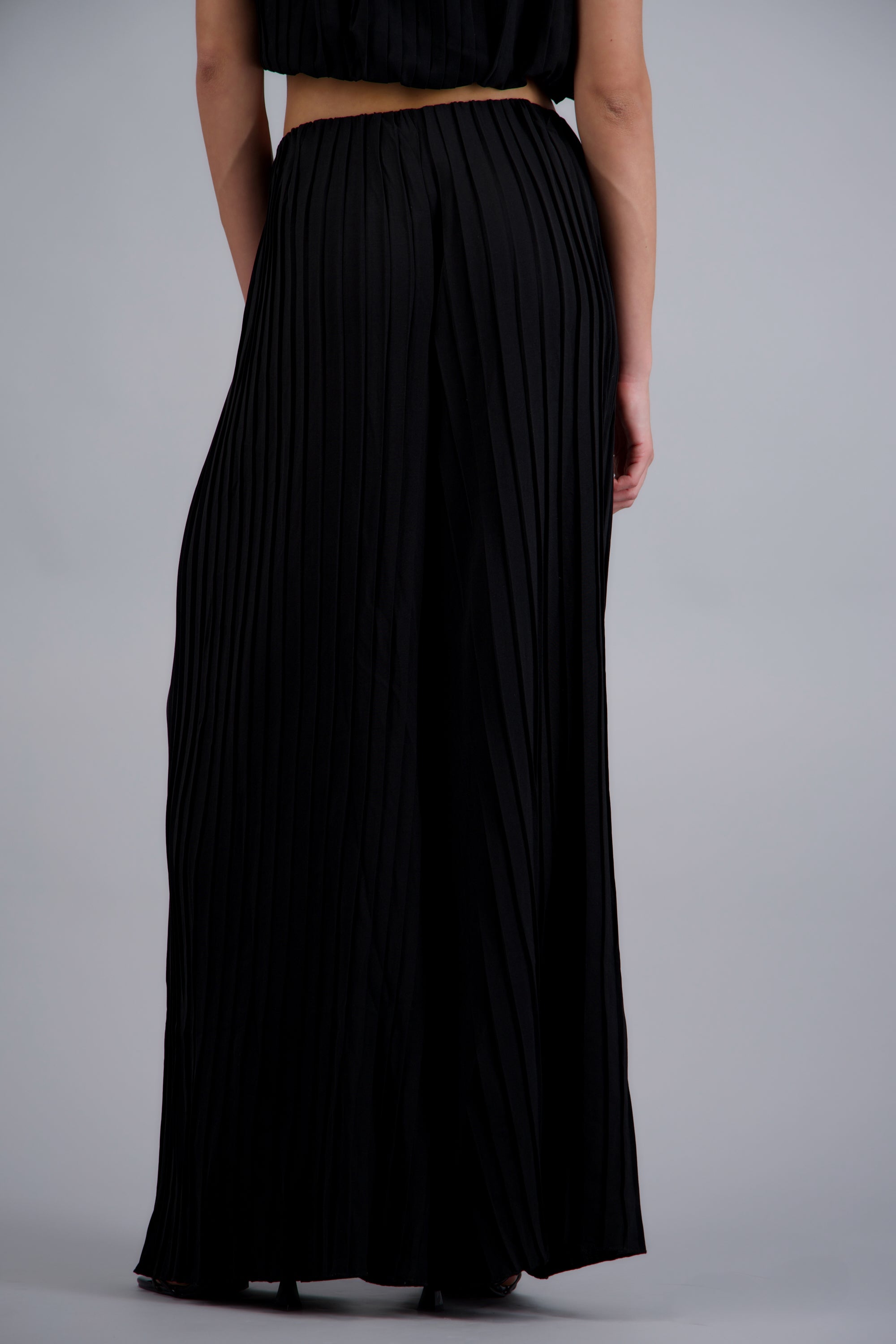 Pantalon wide leg detalle textura NEGRO