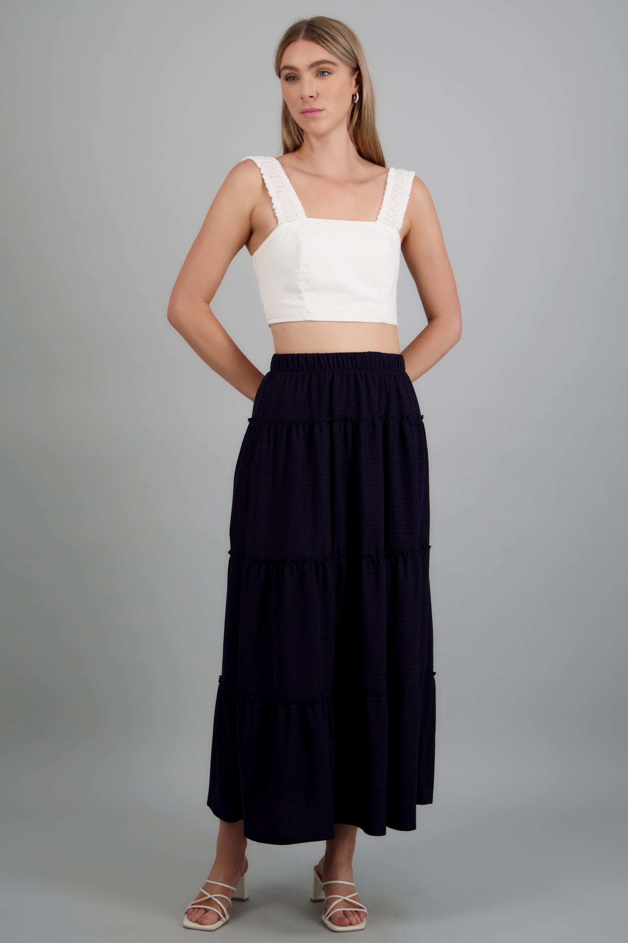 Falda maxi detalle olanes MARINO