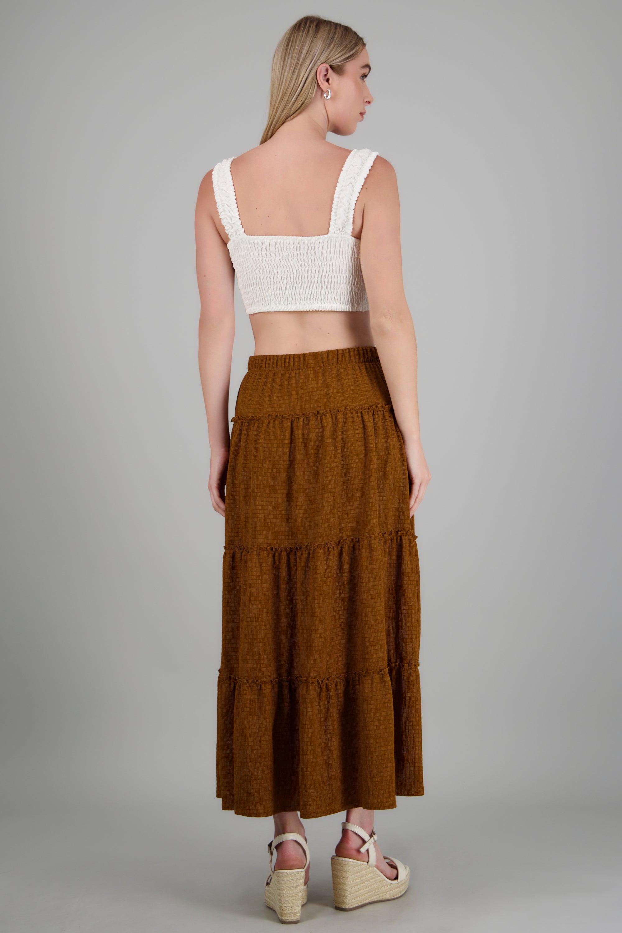 Falda maxi detalle olanes CAMELLO