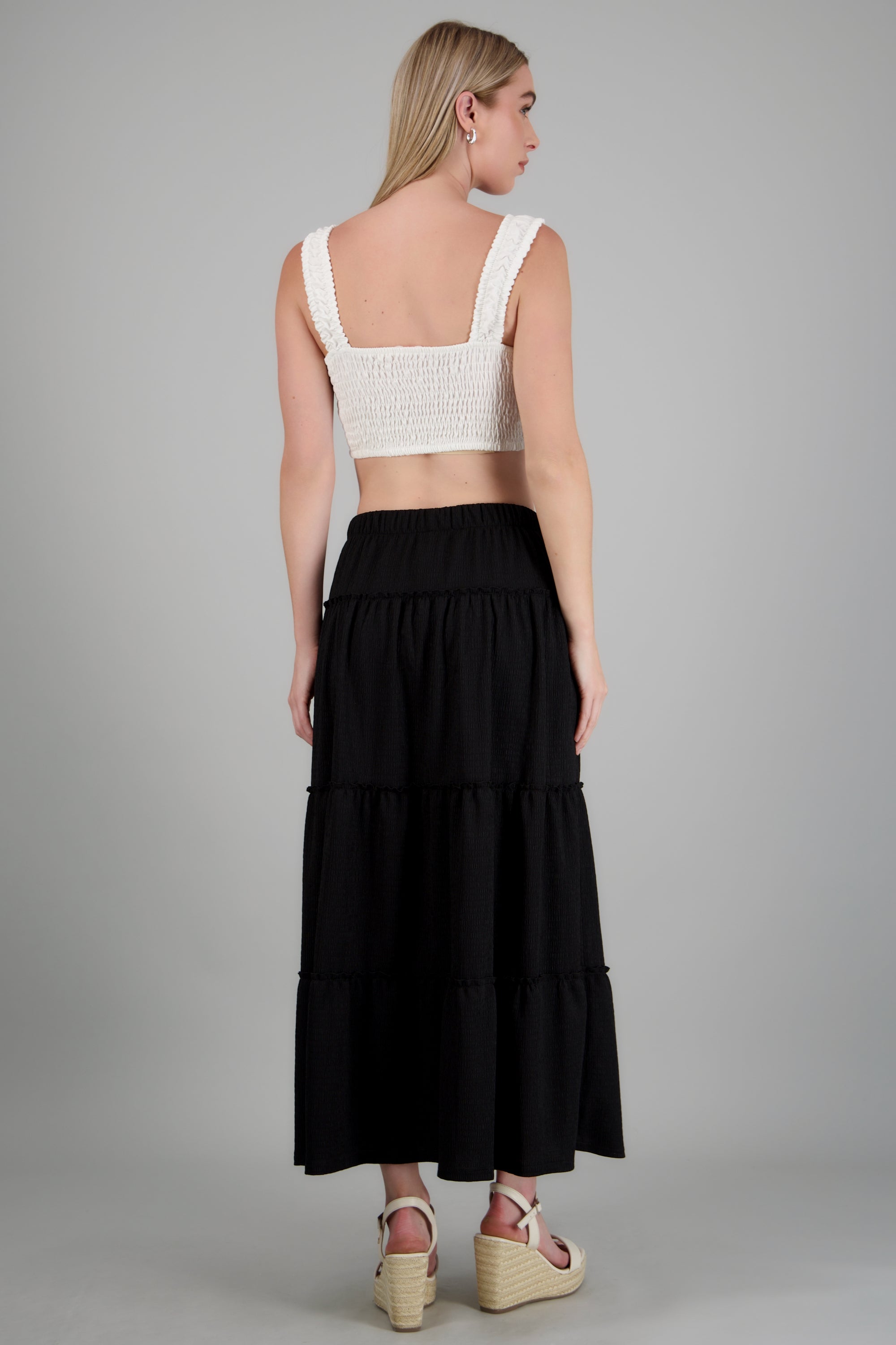 Falda maxi detalle olanes NEGRO