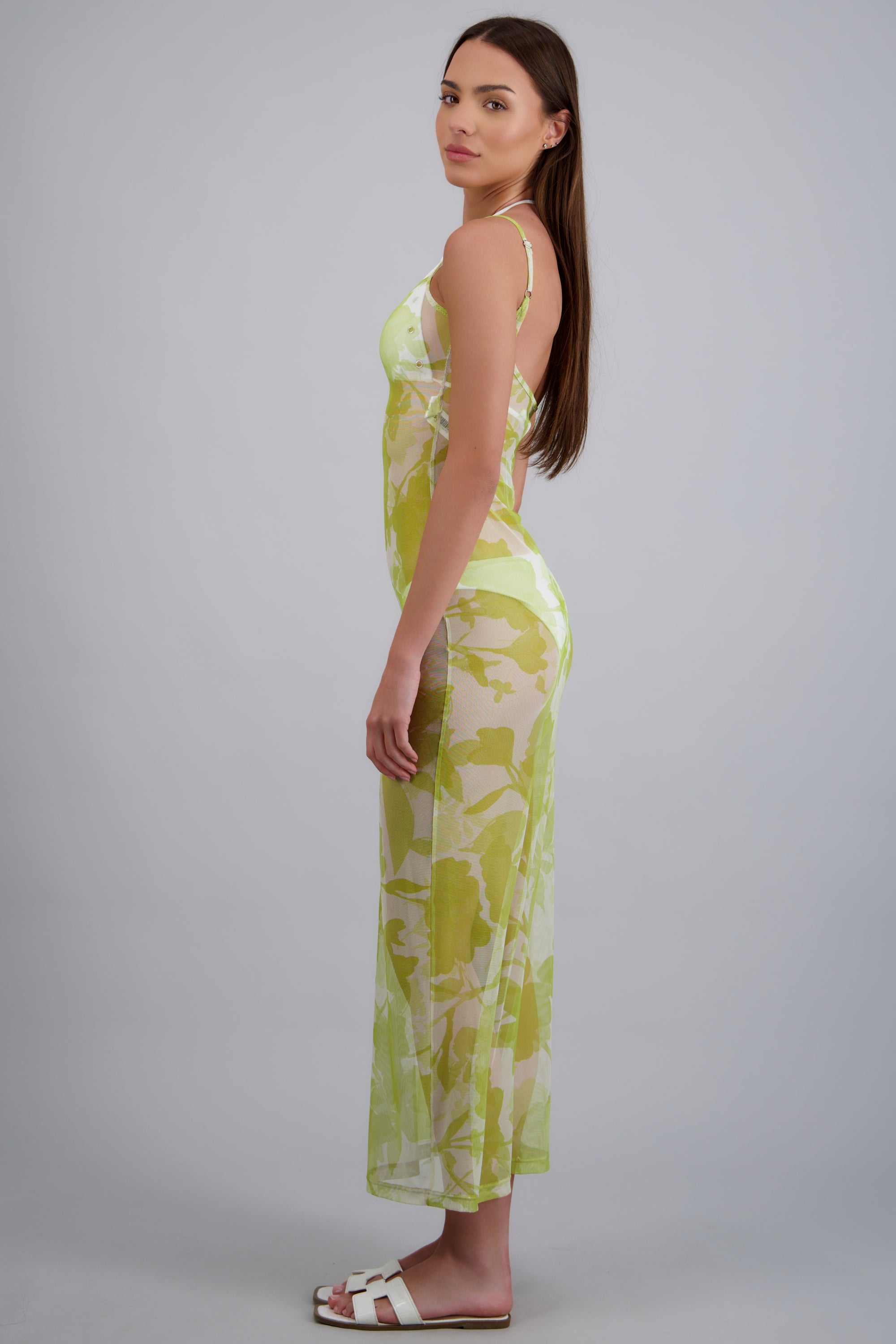 Salida vestido mesh estampado OLIVO