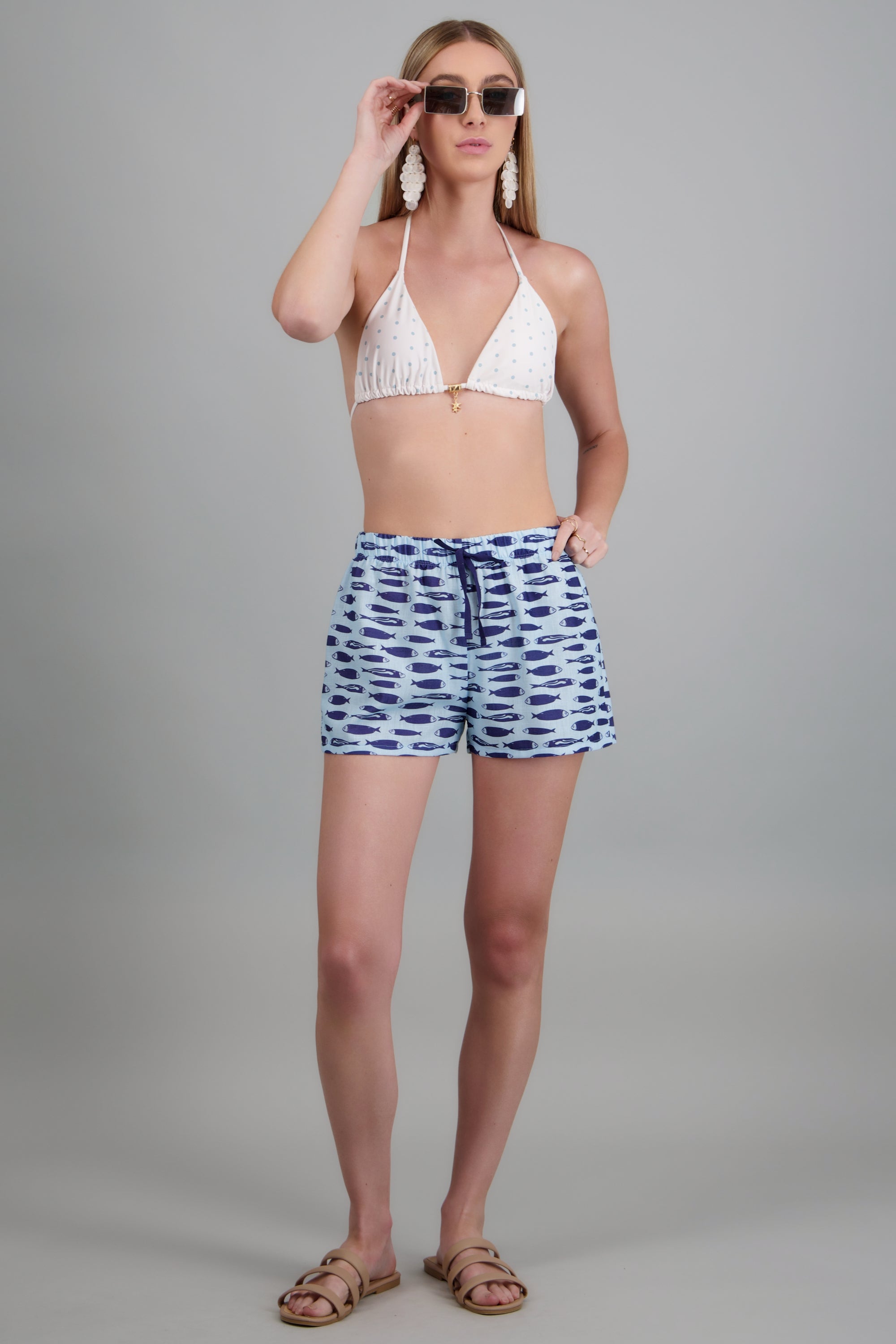 Short estampado pez AZUL COMBO