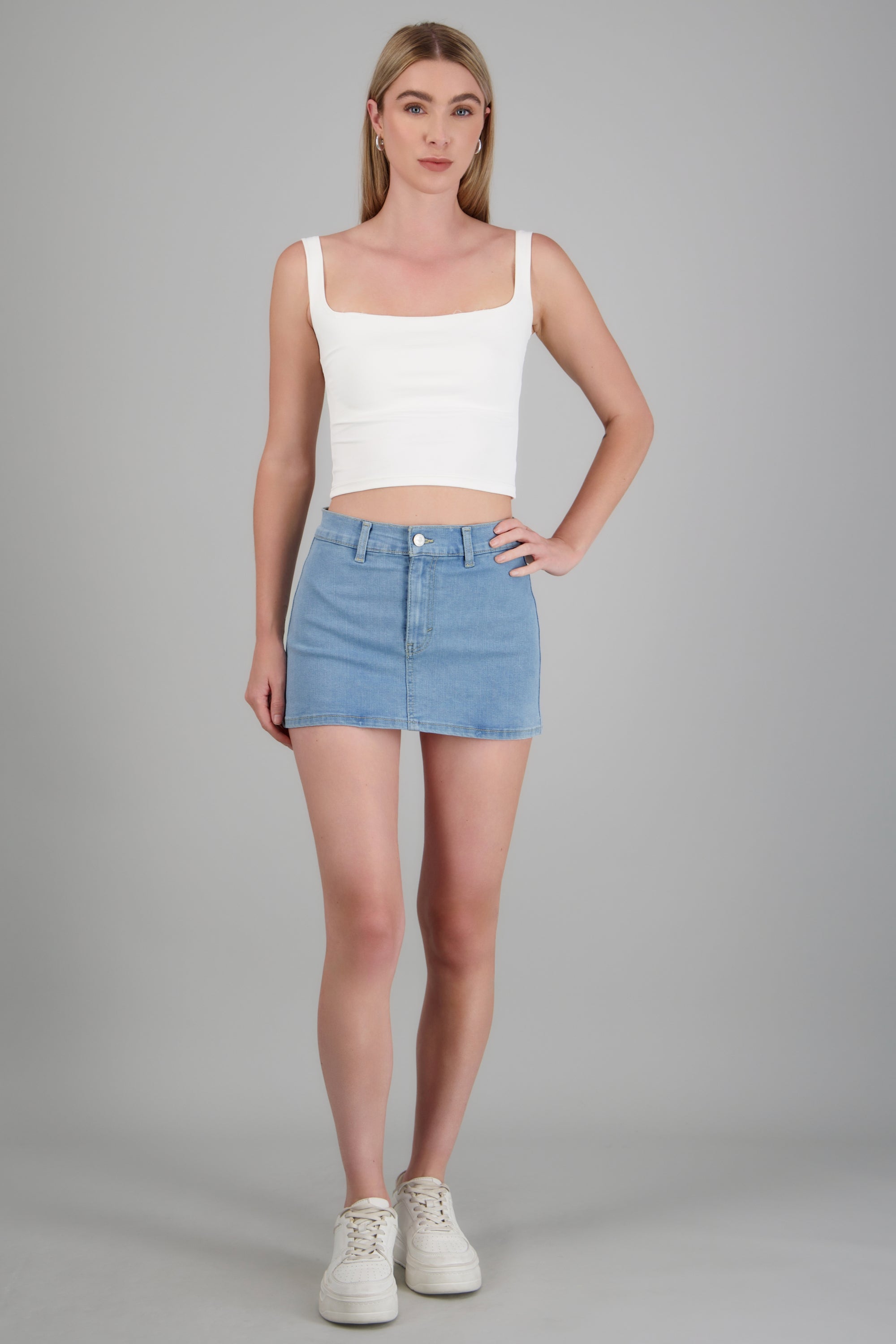 Skort denim recta LIGHT WASH