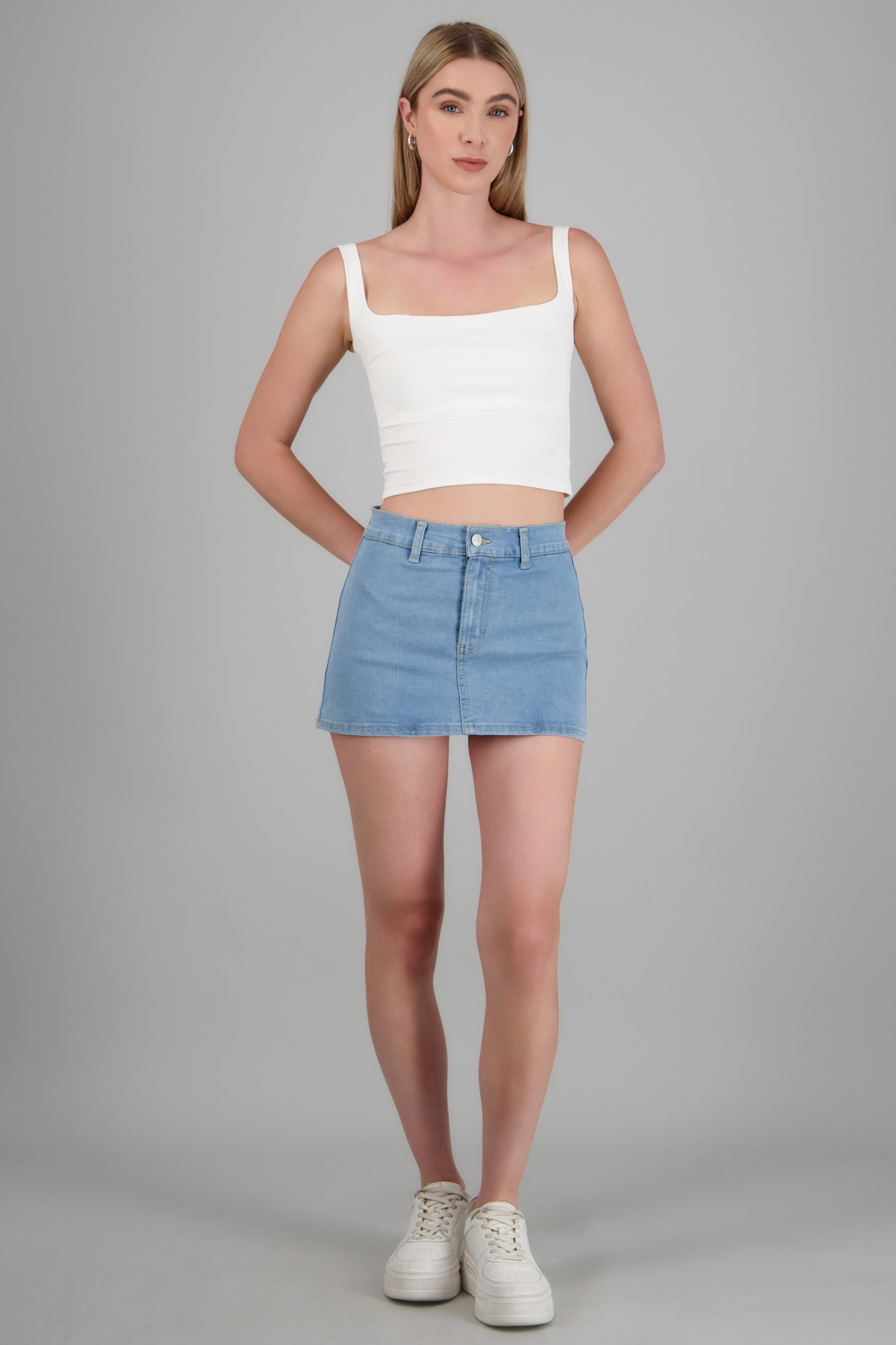 Skort denim recta LIGHT WASH