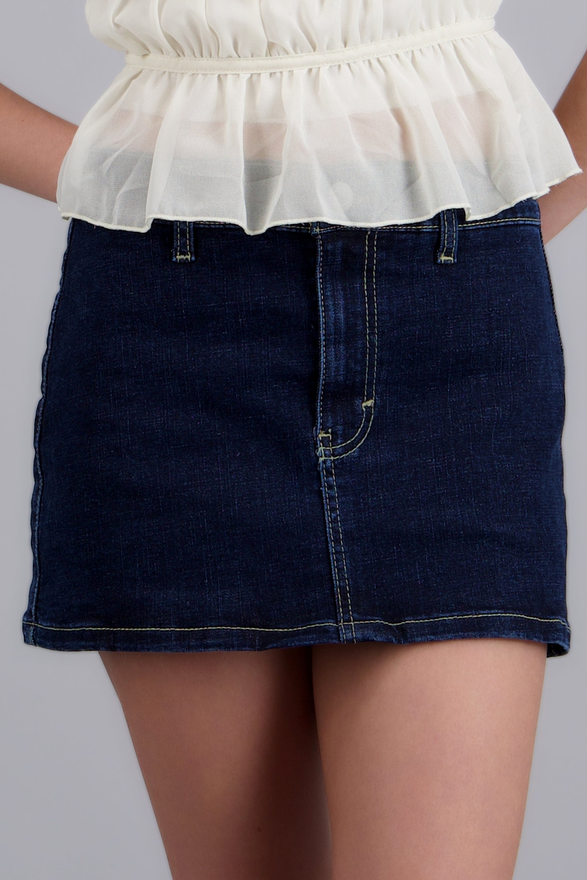 Skort denim recta DARK WASH