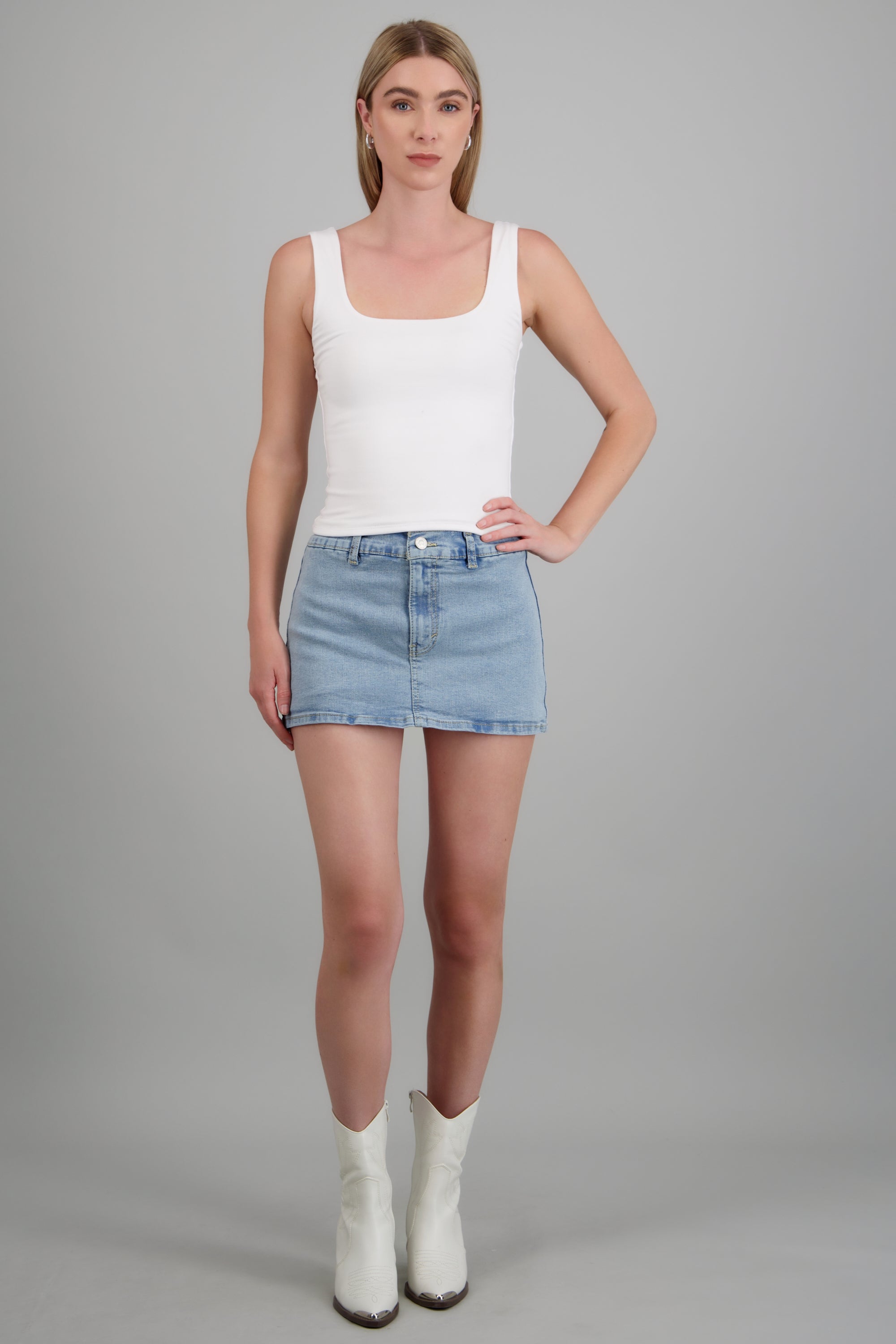 Skort denim recta BLEACHED
