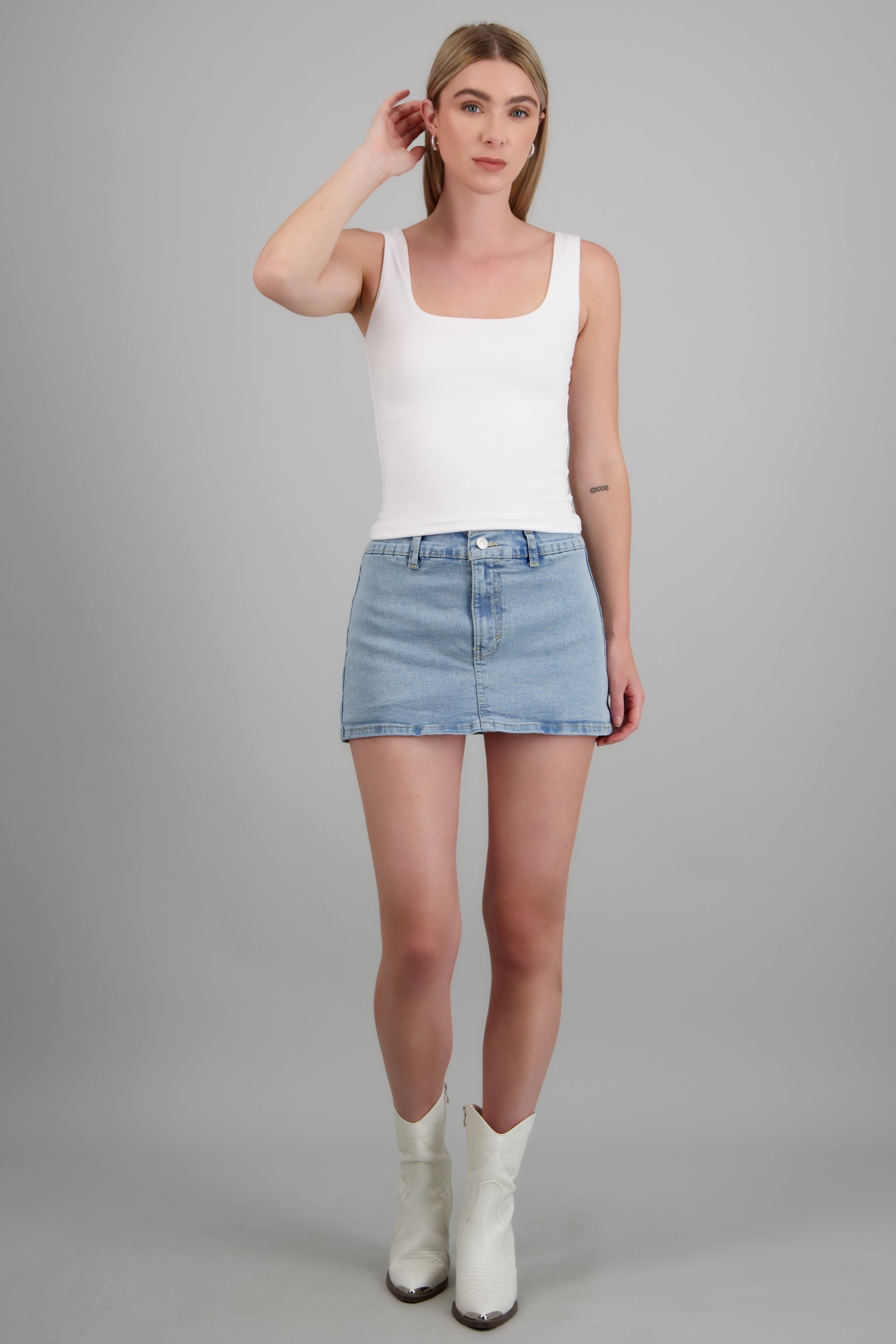 Skort denim recta BLEACHED
