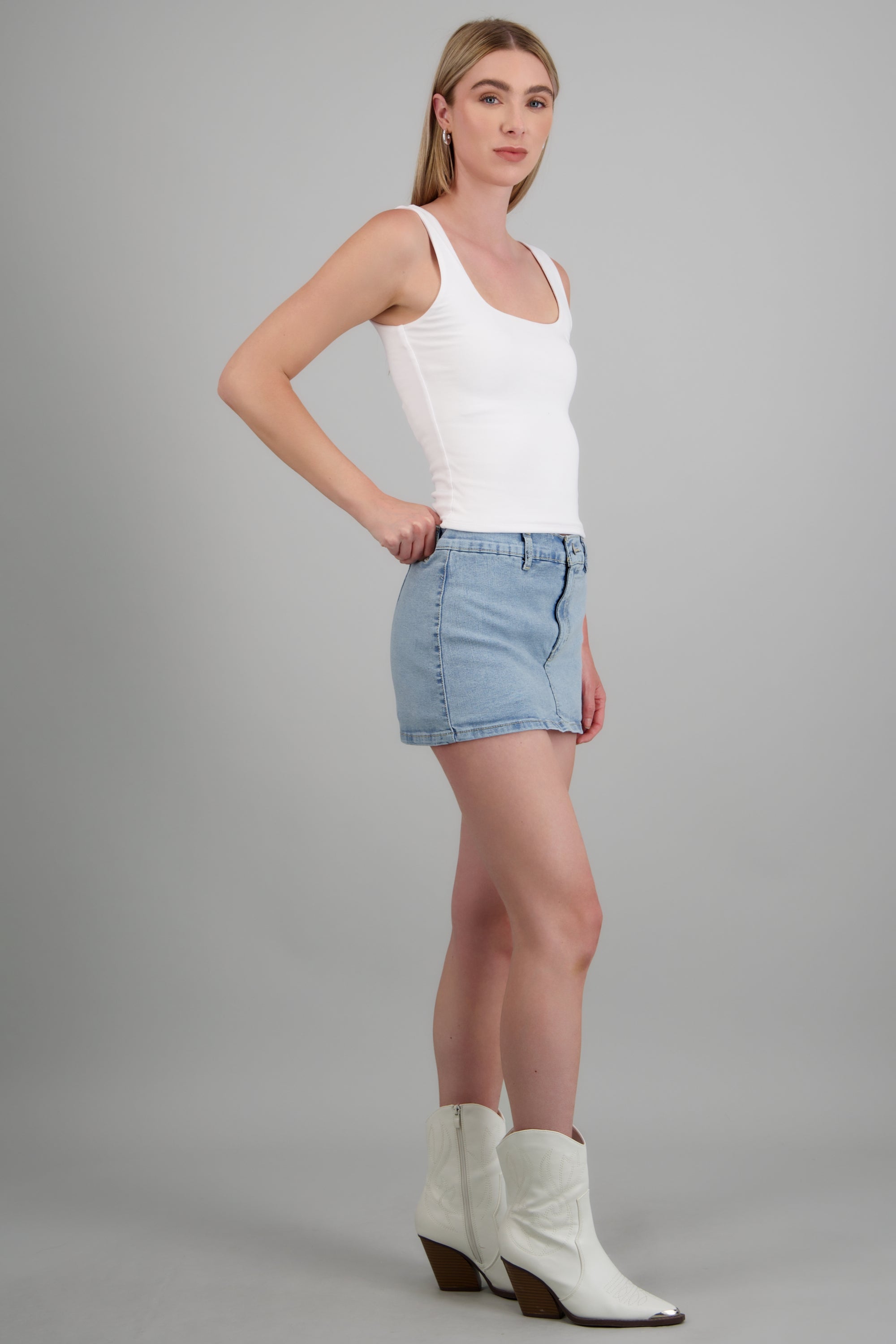 Skort denim recta BLEACHED