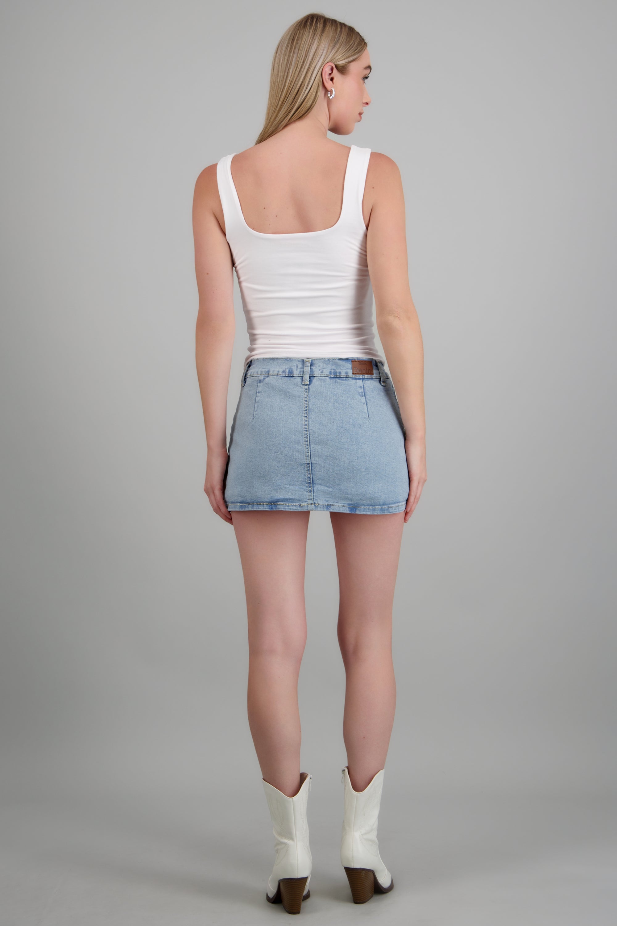 Skort denim recta BLEACHED