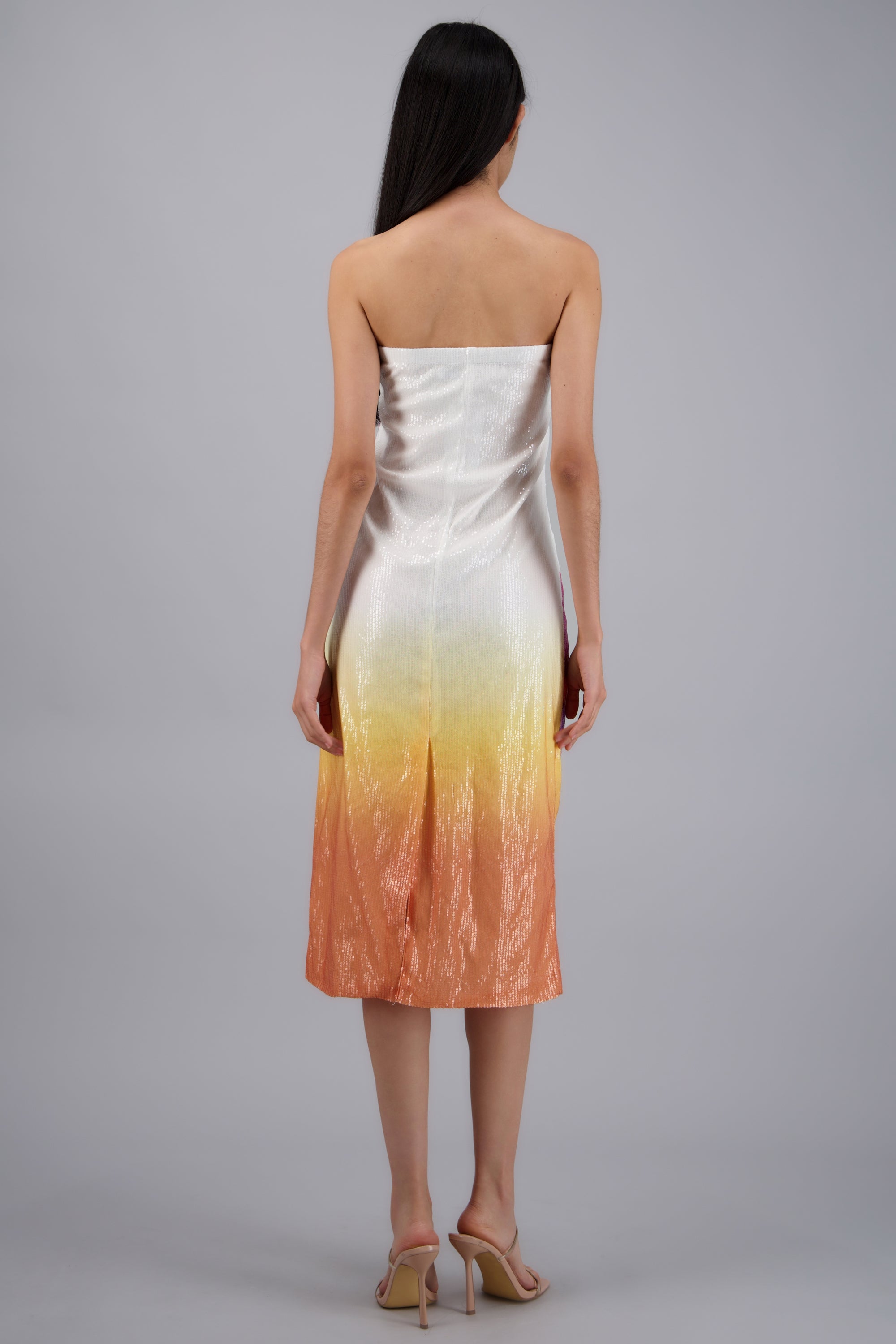 Vestido strapples flores detalle brillos AMARILLO COMBO