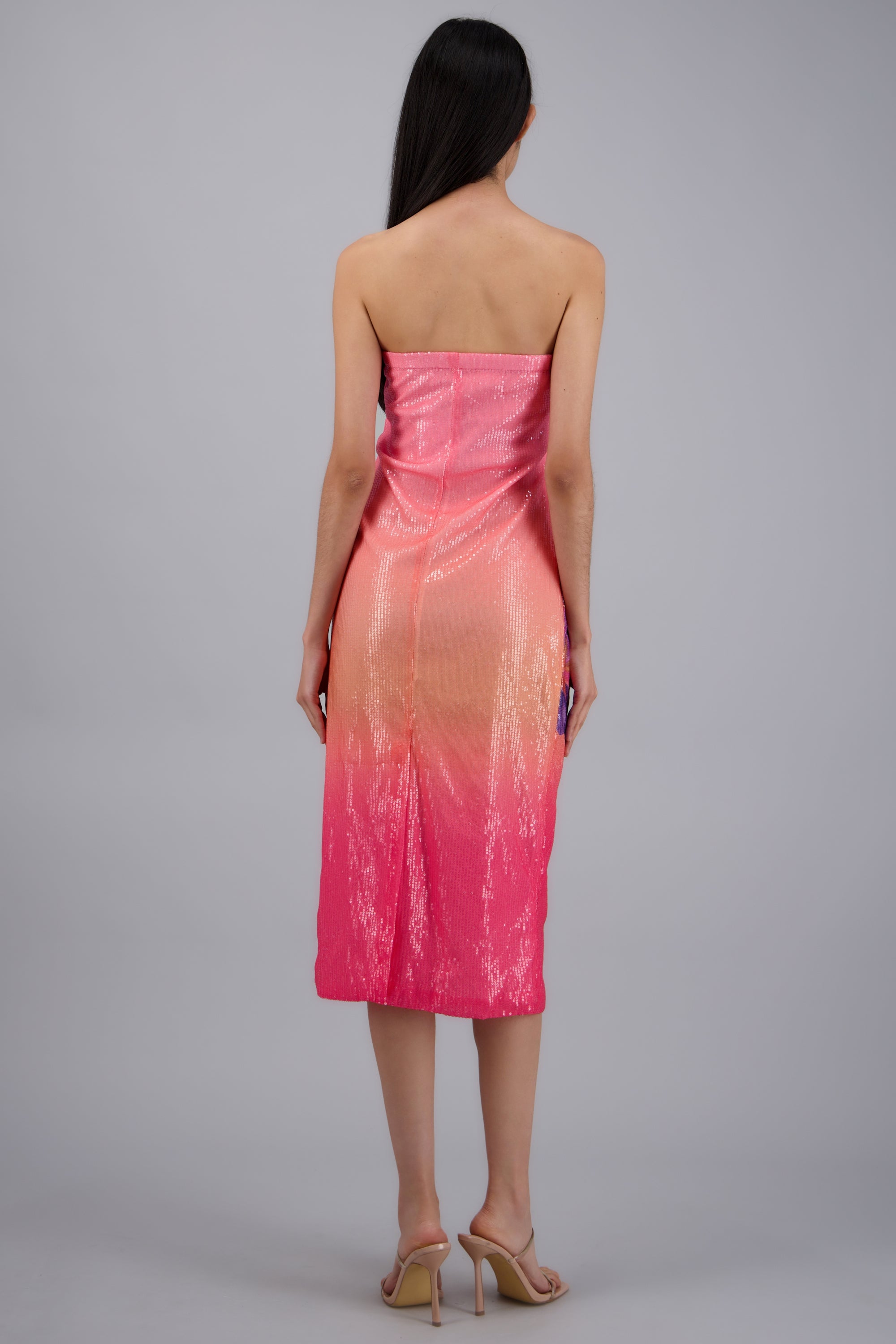 Vestido strapples flores detalle brillos FIUSHA COMBO