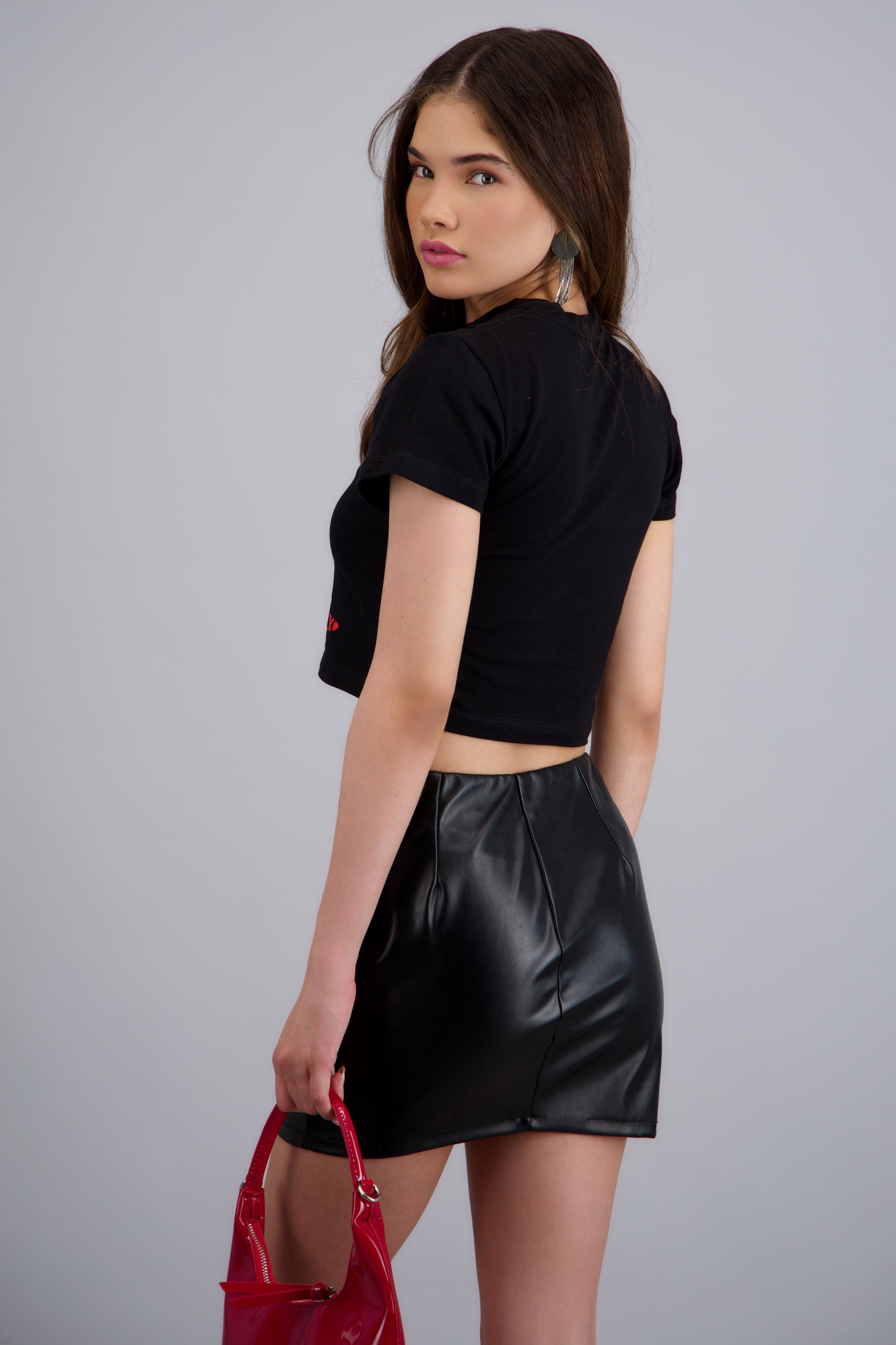 Crop manga corta diablo viste a la moda NEGRO