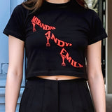 Crop manga corta diablo viste a la moda