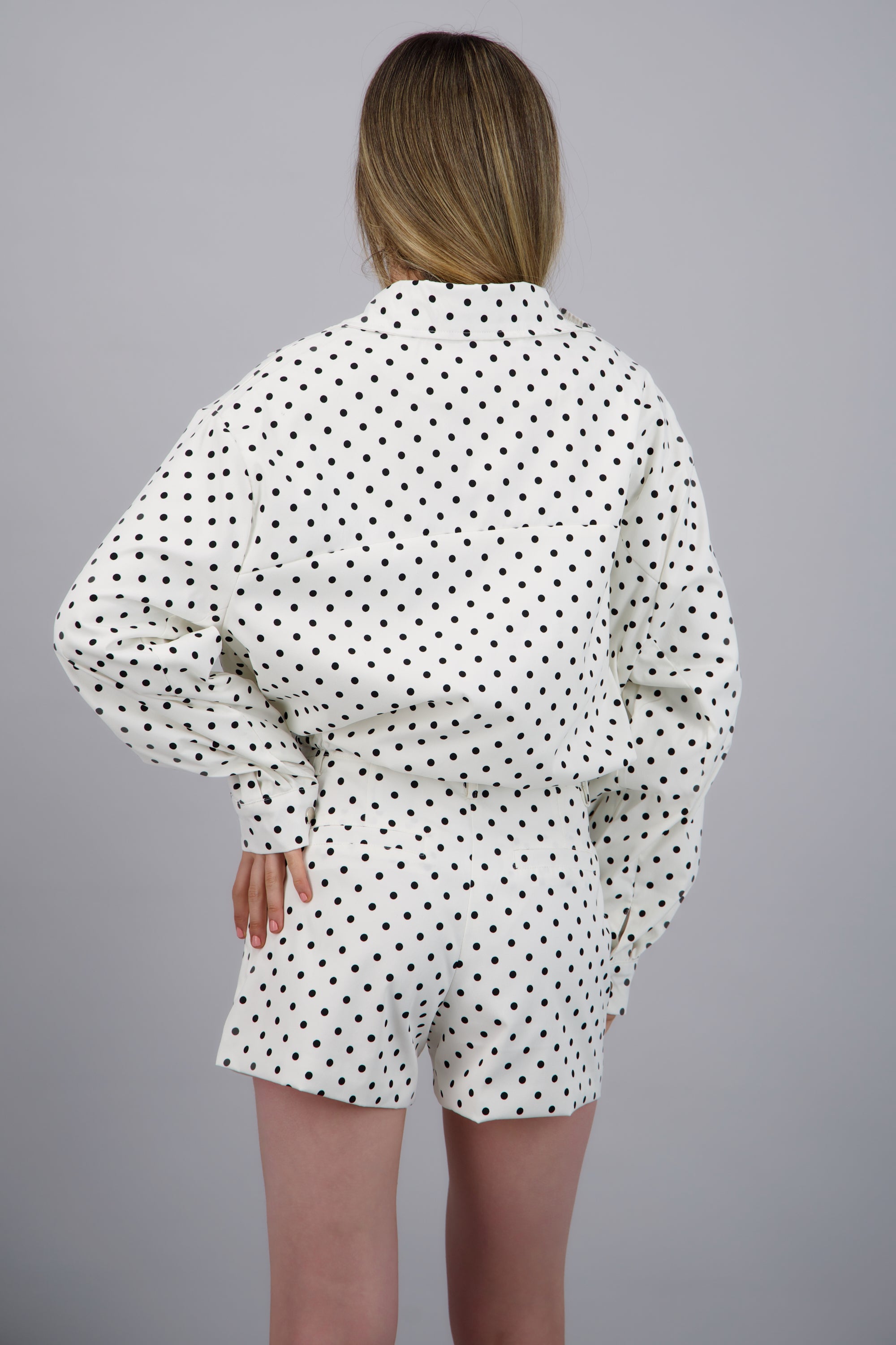 Chamarra ligera polka dots BLANCO COMBO