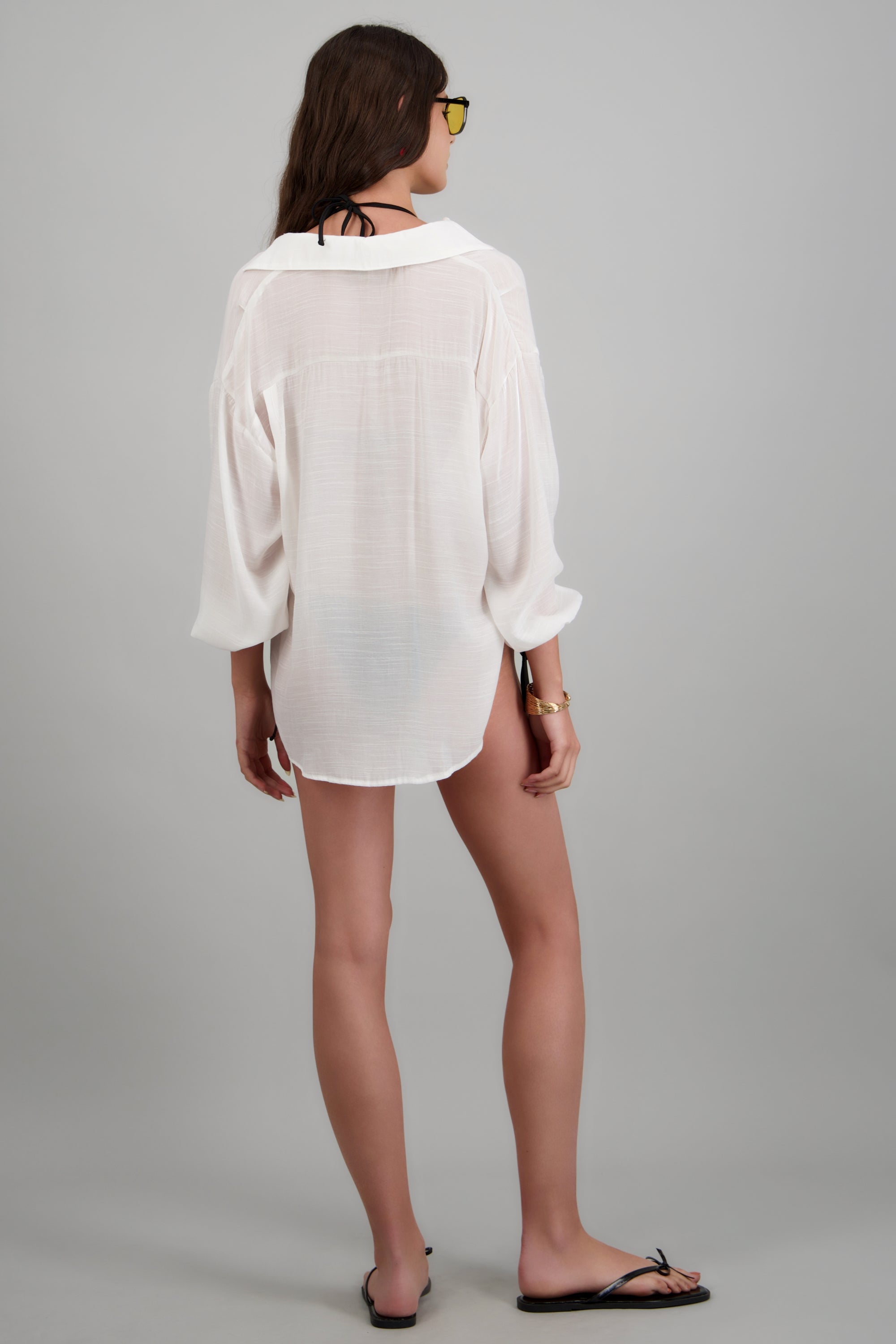Camisa over ligera manga larga CREMA