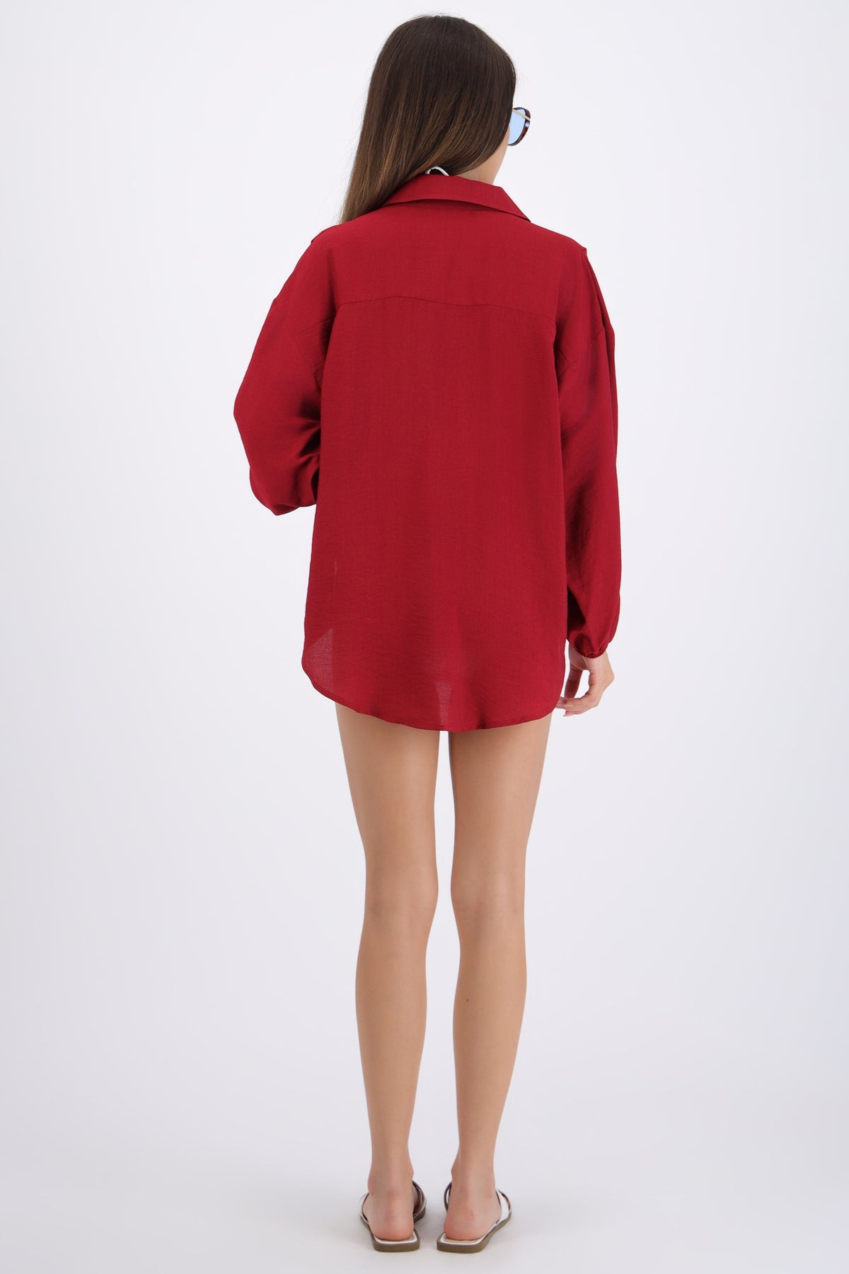 Camisa over ligera manga larga CIRUELA