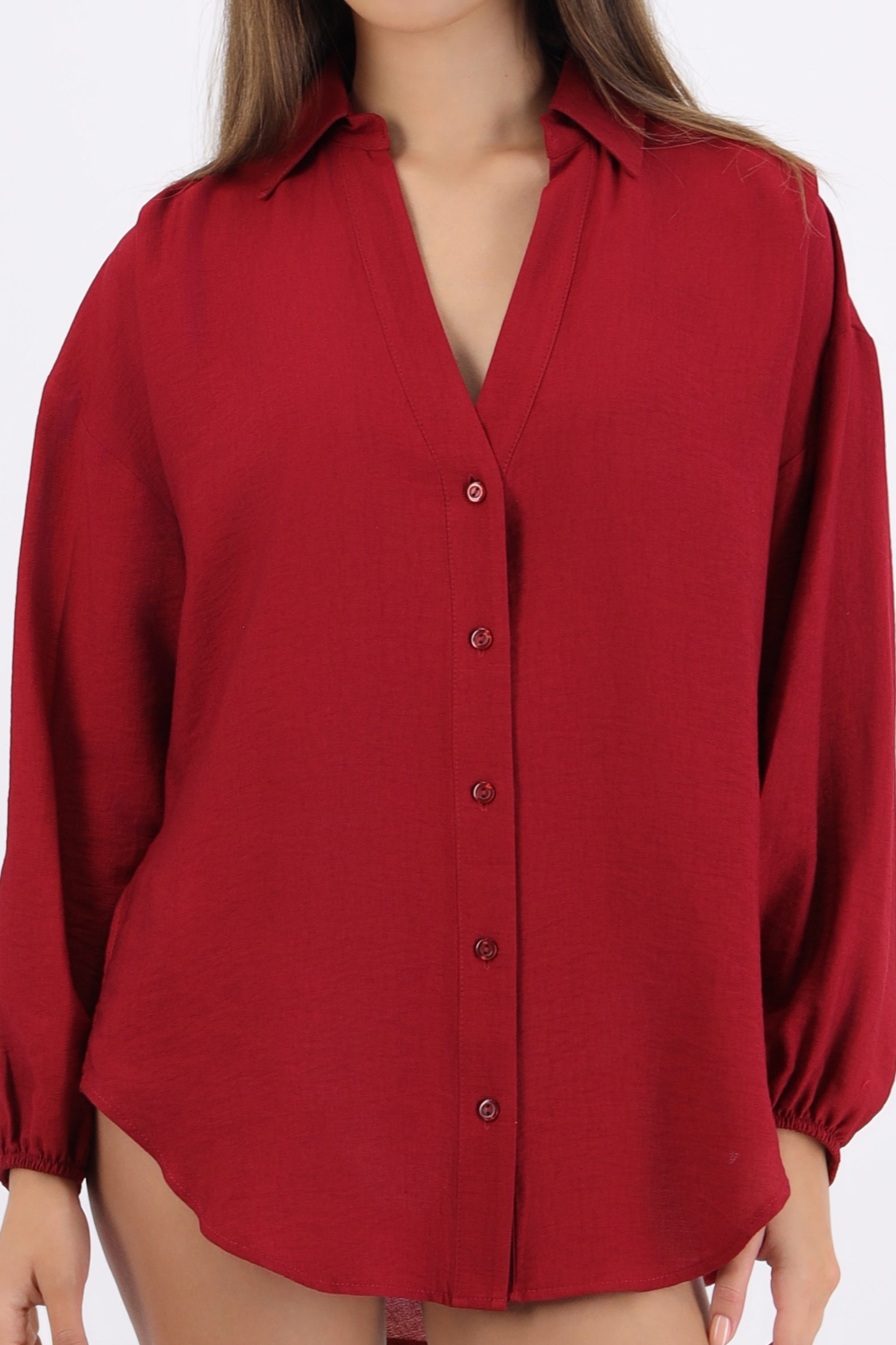 Camisa over ligera manga larga CIRUELA