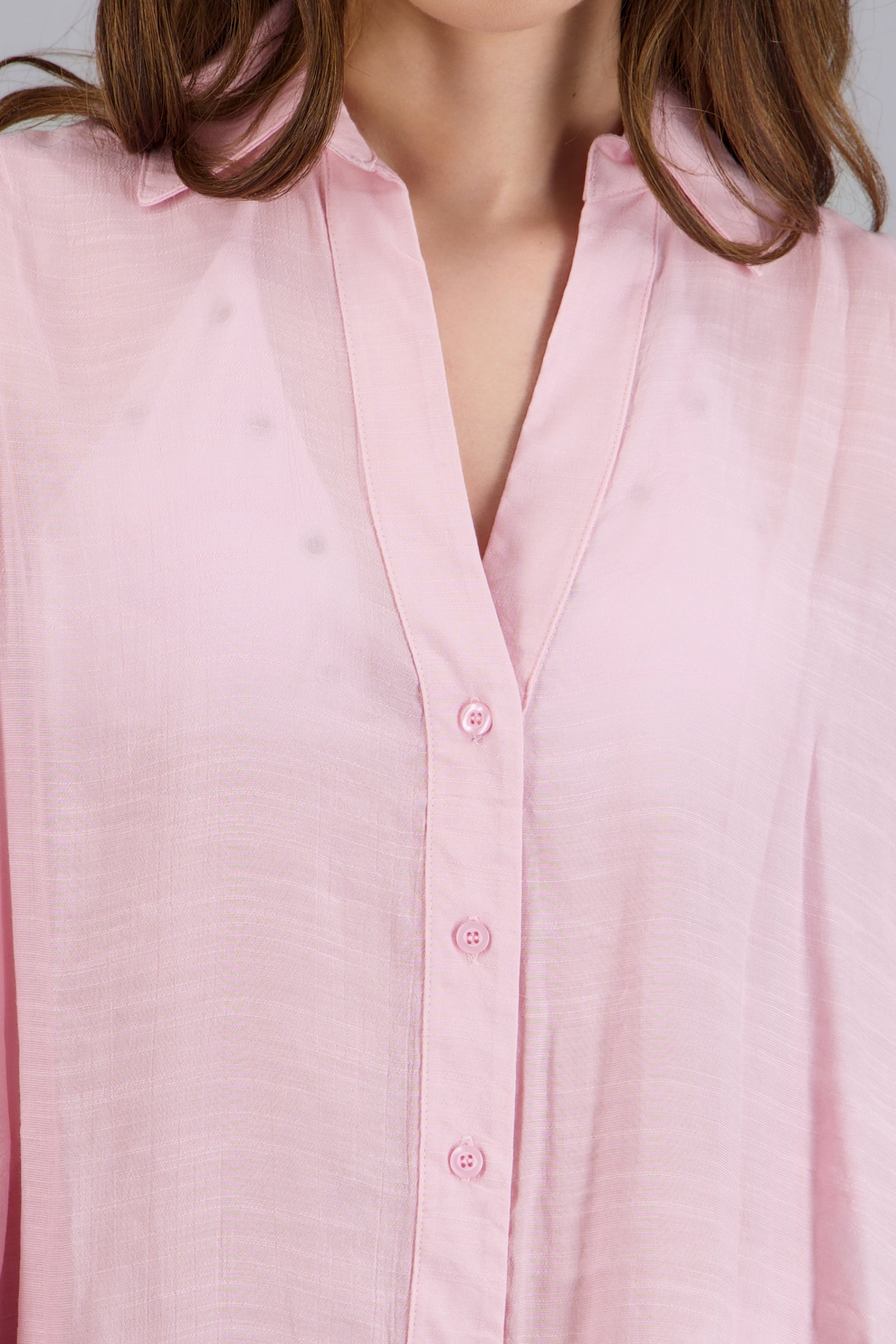 Camisa over ligera manga larga ROSA PASTEL