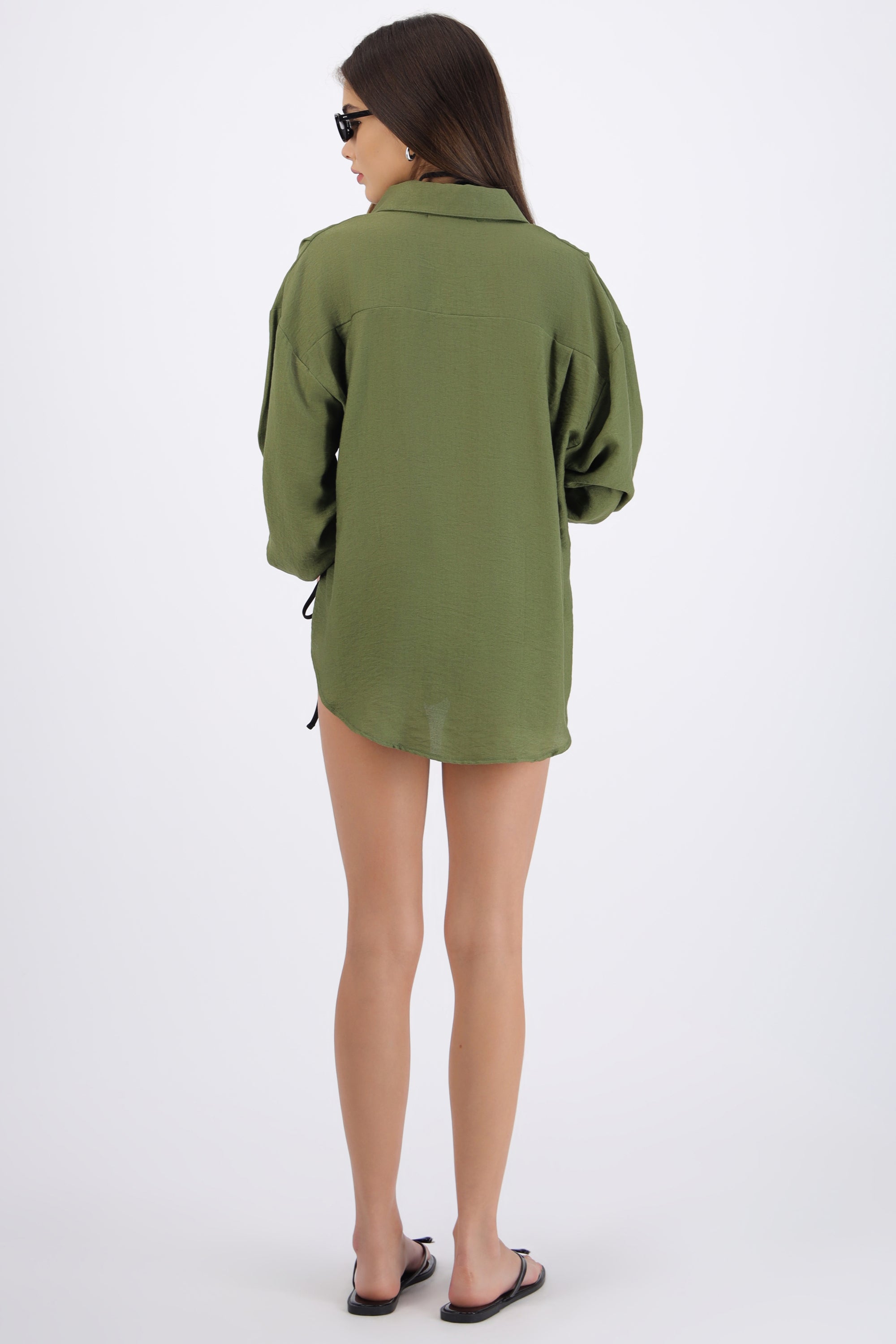 Camisa over ligera manga larga OLIVO