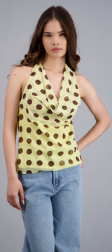 Top cuello cascada polka dots