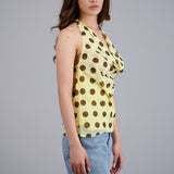 Top cuello cascada polka dots