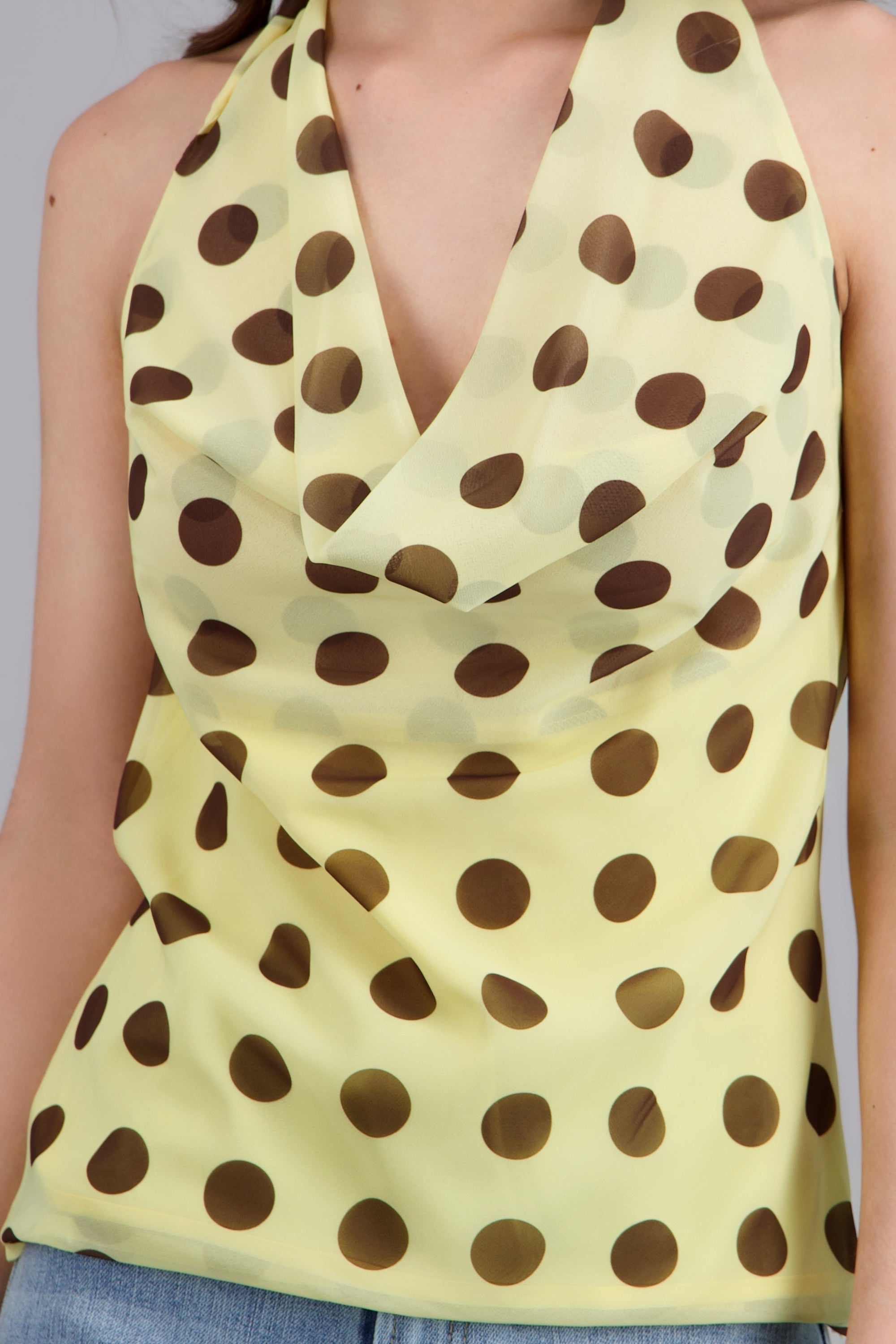 Top cuello cascada polka dots