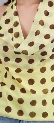 Top cuello cascada polka dots